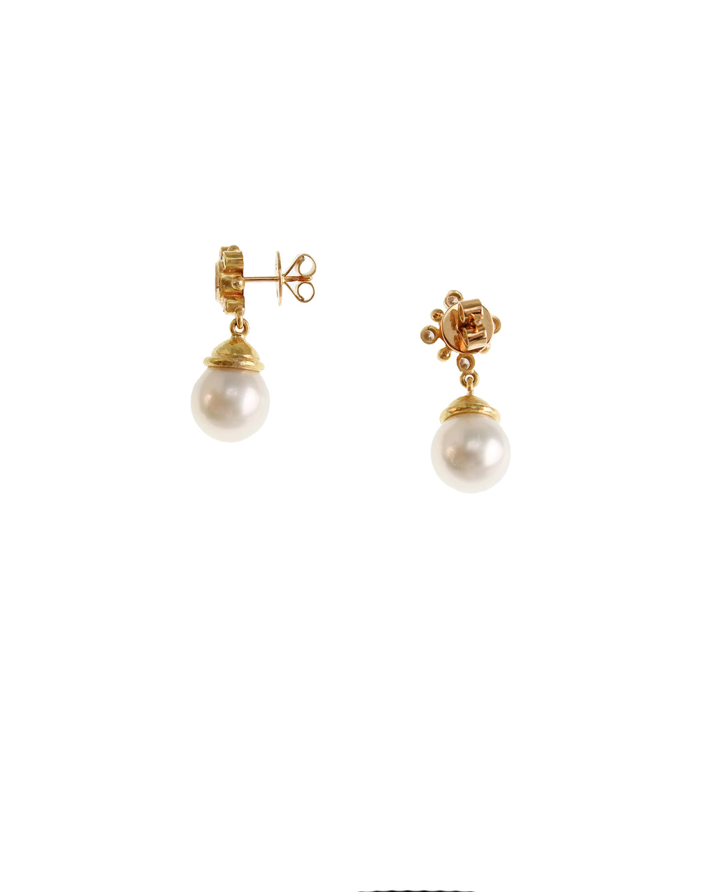 Pearl and Diamond Stud Earrings