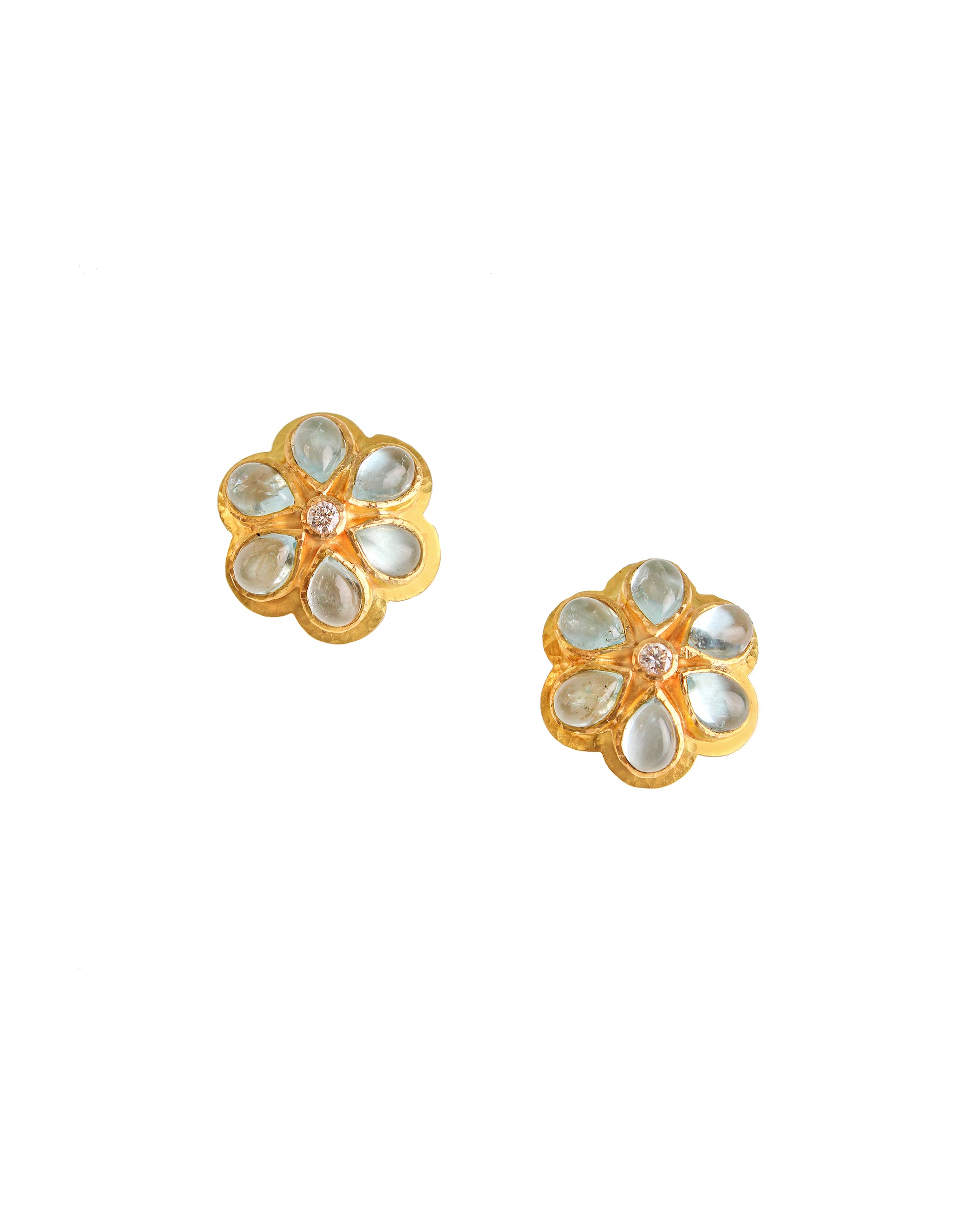 Aquamarine and Diamond Daisy Earrings