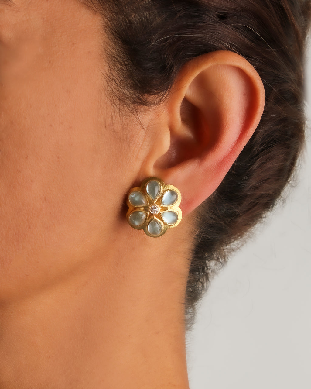 Aquamarine and Diamond Daisy Earrings