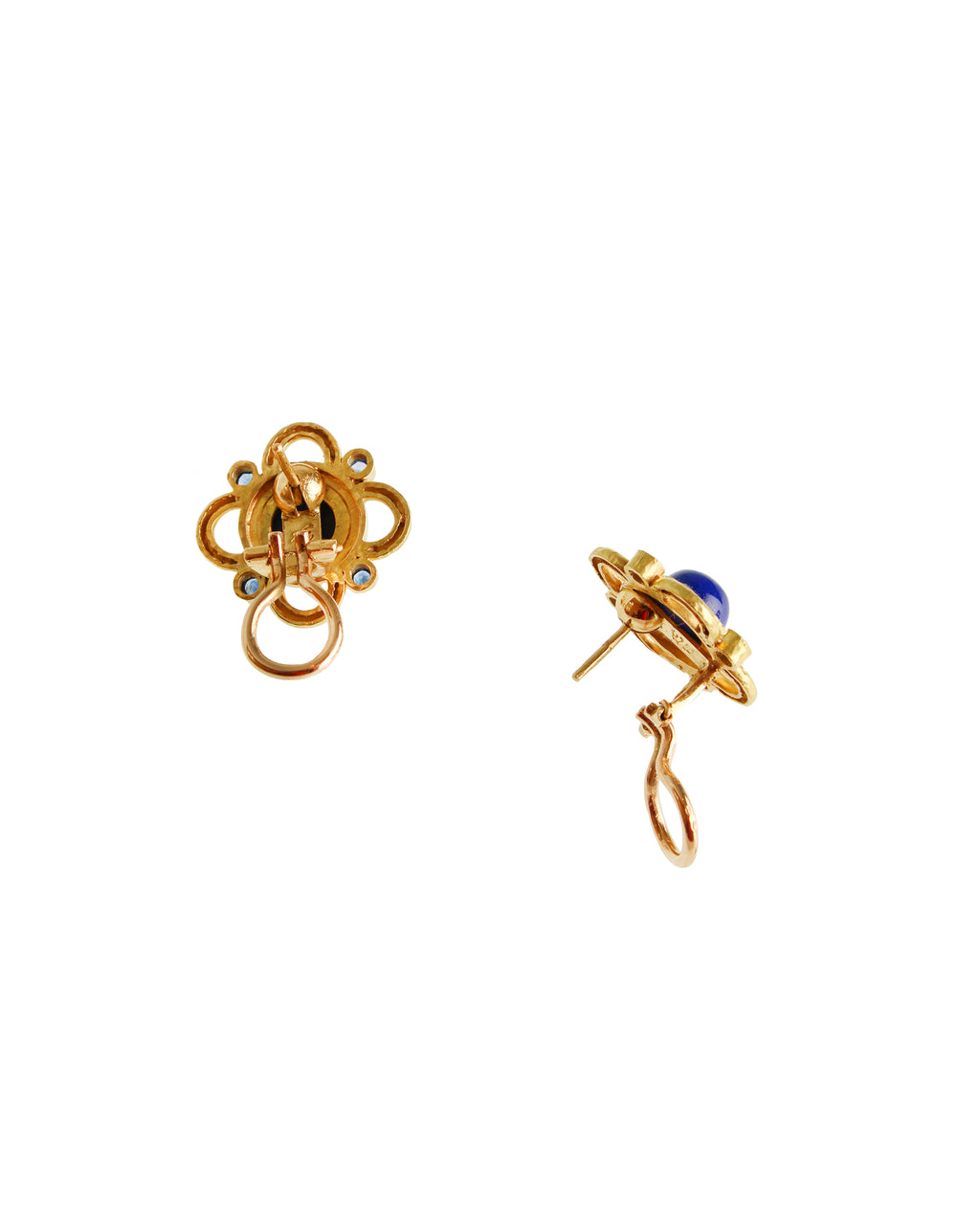 Lapis and Blue Sapphire with Wire Arches Earrings