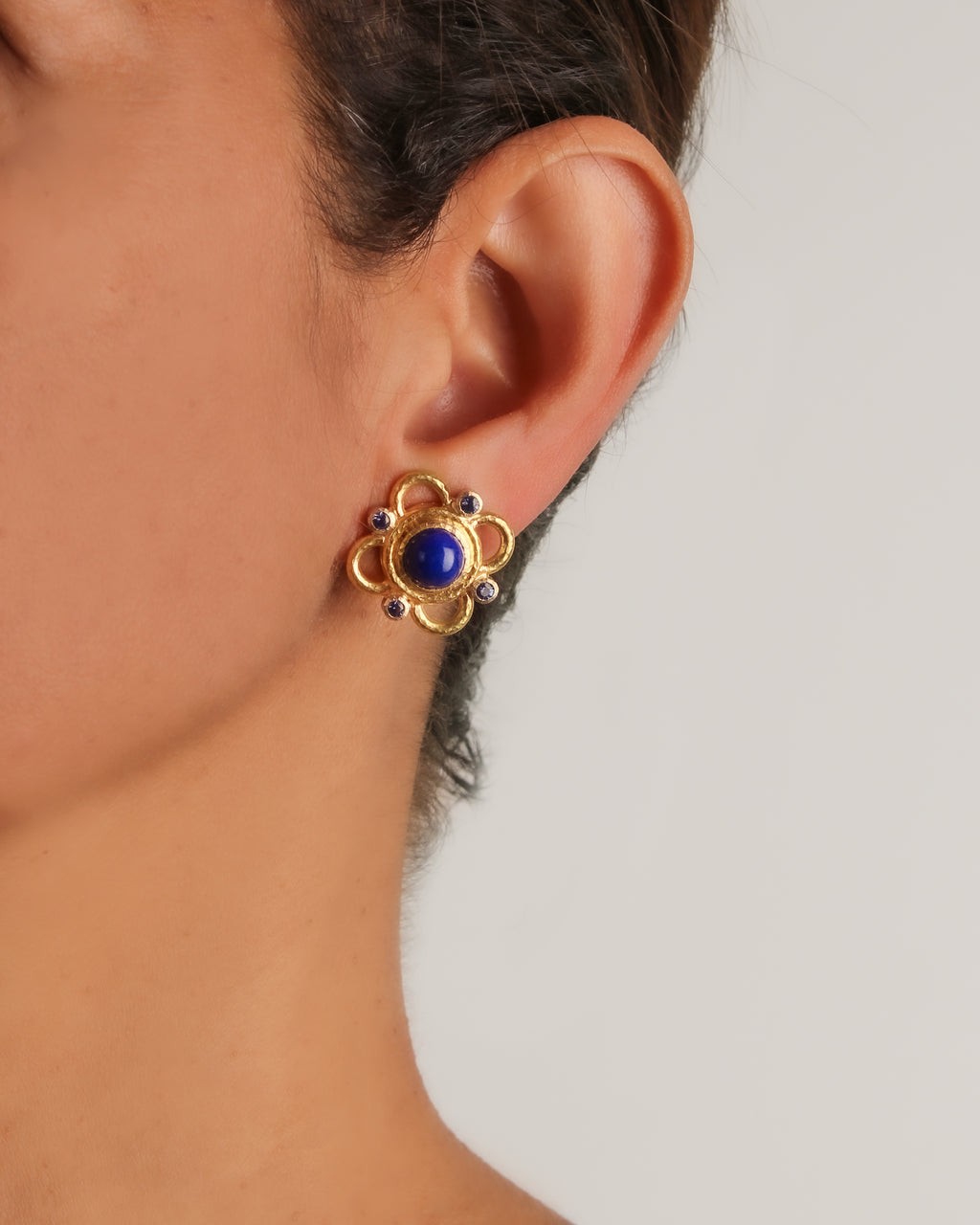 Lapis and Blue Sapphire with Wire Arches Earrings