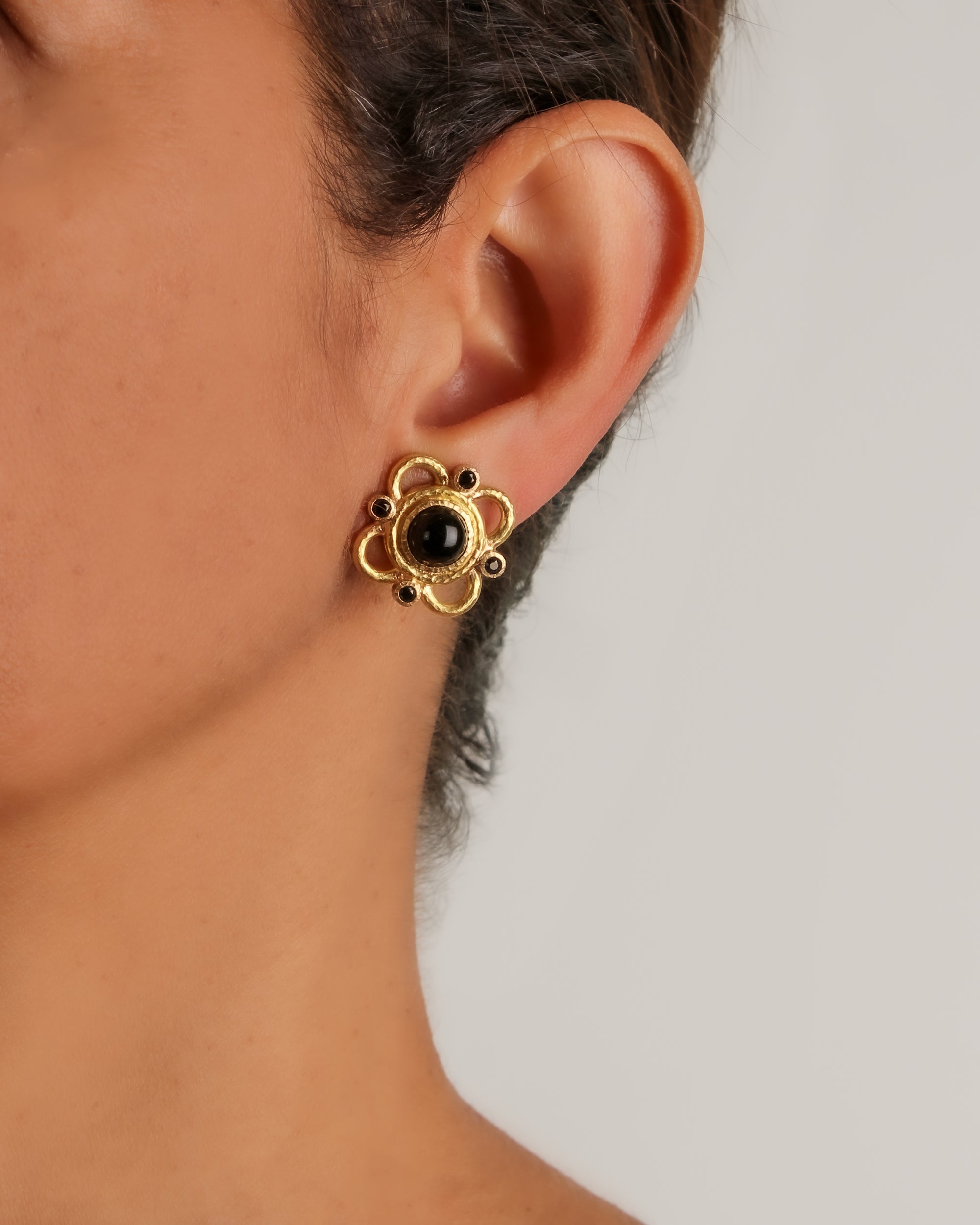 Onyx and Black Spinel with Wire Arches Earrings