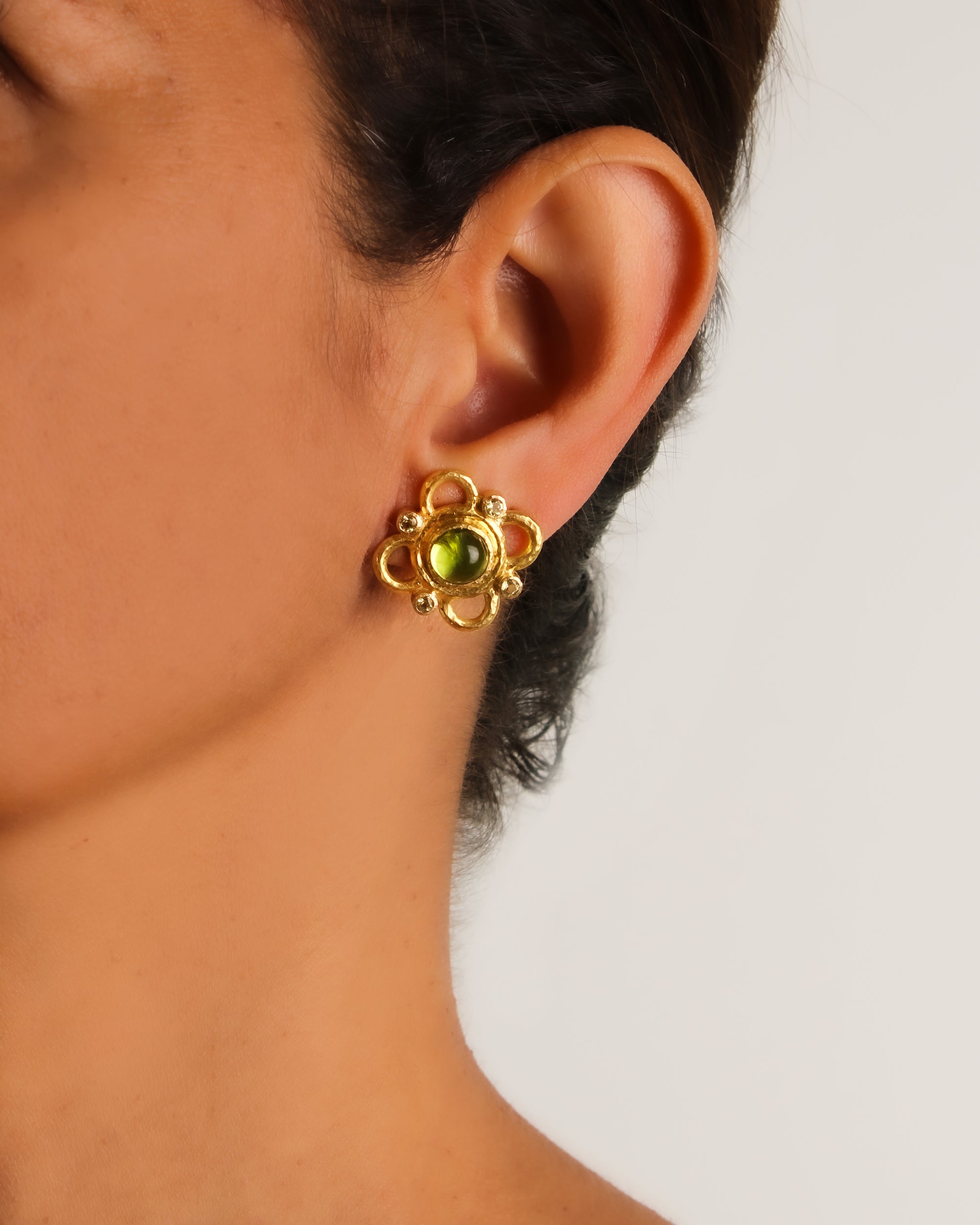 Peridot with Wire Arches Earrings