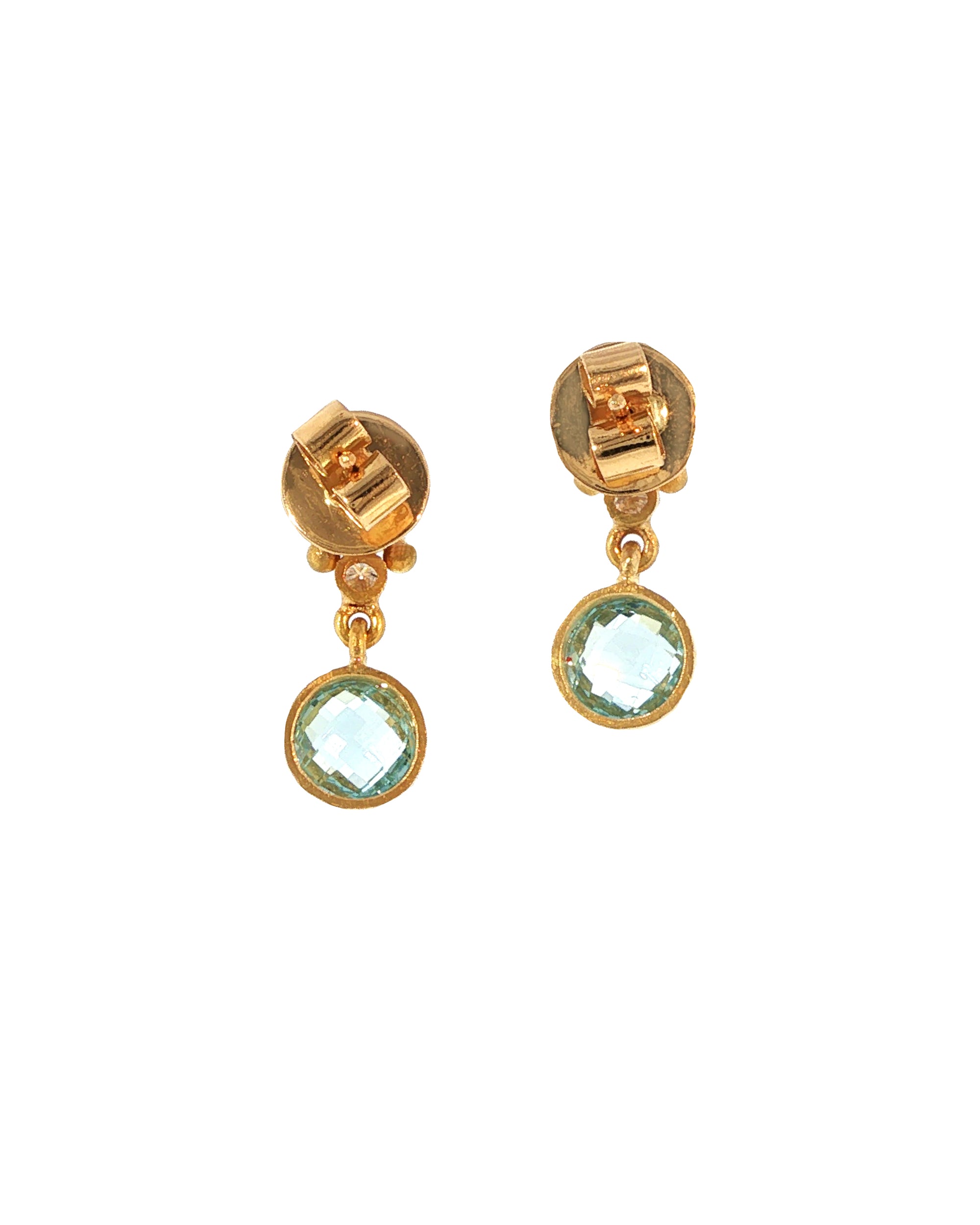 Aquamarine and Diamond Stud Drop Earrings