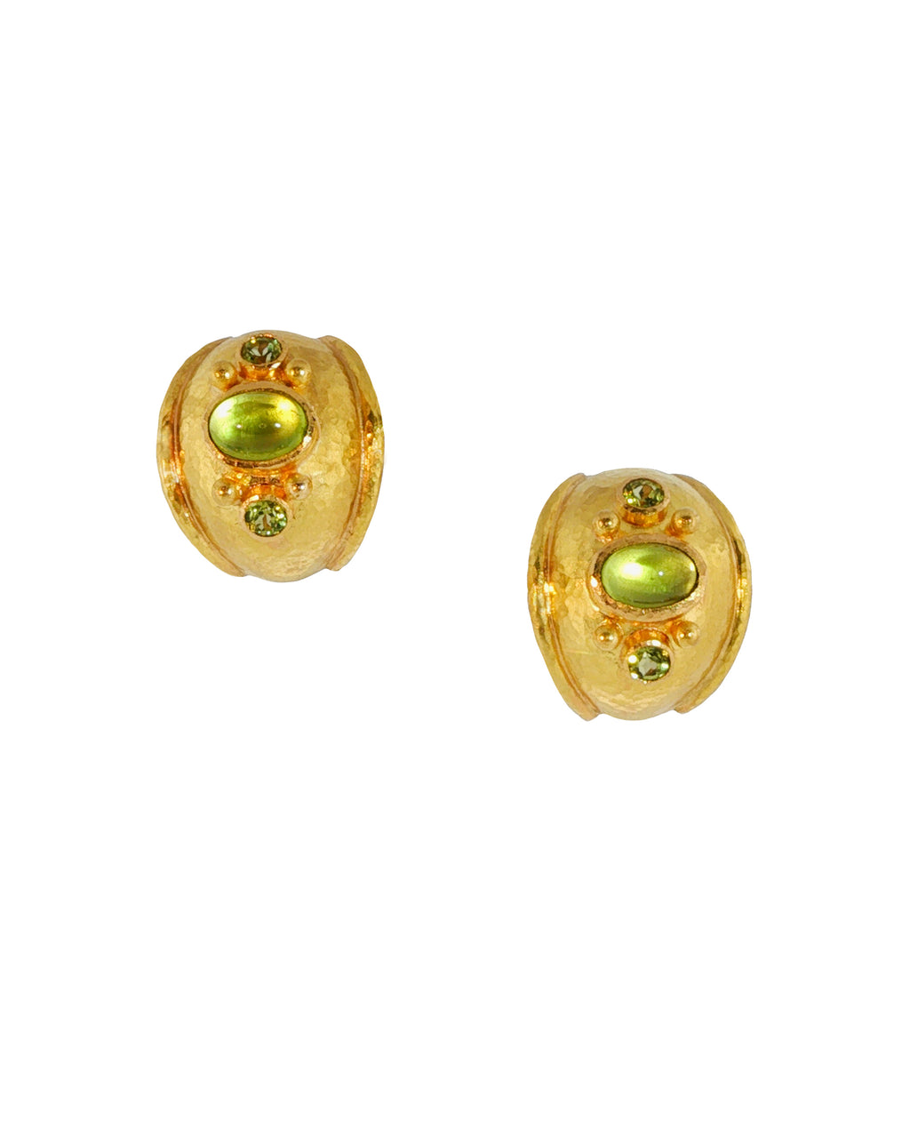 Peridot Gold Puff Earrings