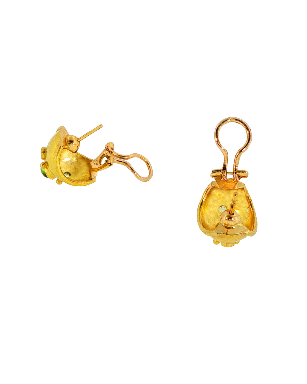 Peridot Gold Puff Earrings