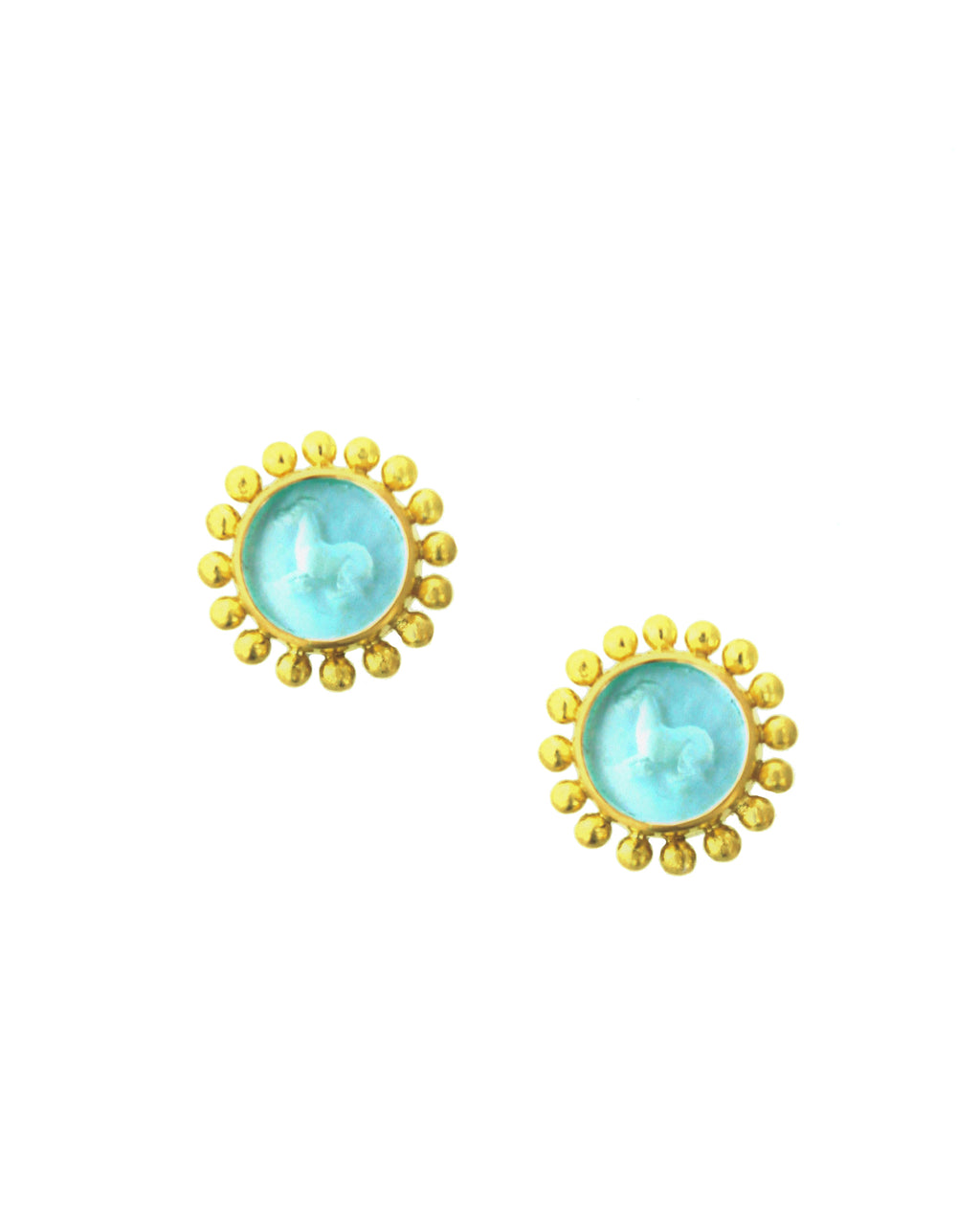Light Aqua 'Tiny Horse' Stud Earrings
