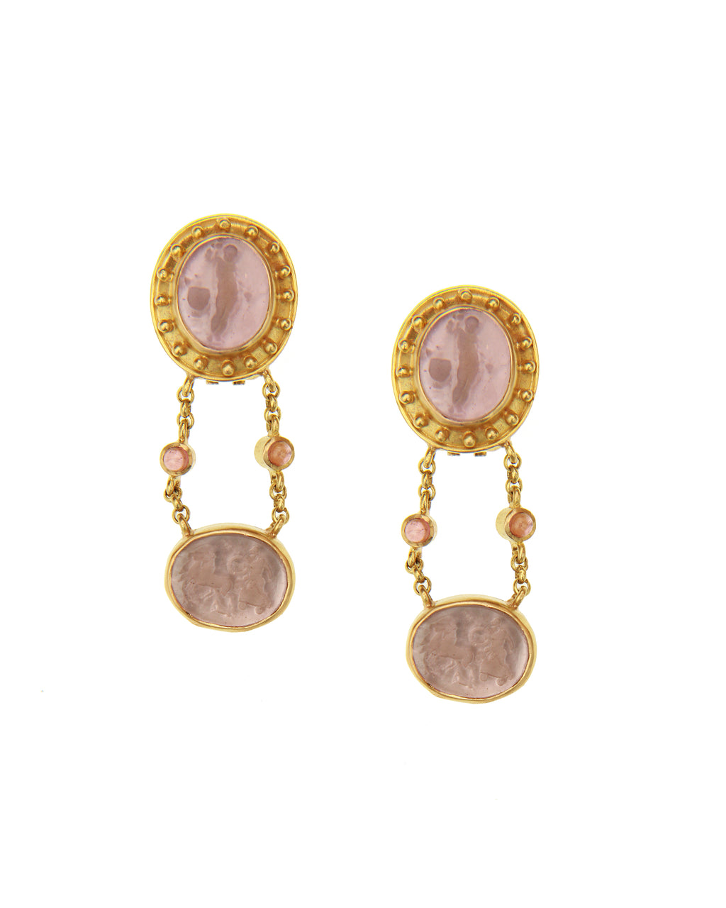 Mauve Venetian Glass Intaglio 'Isadora' Earrings