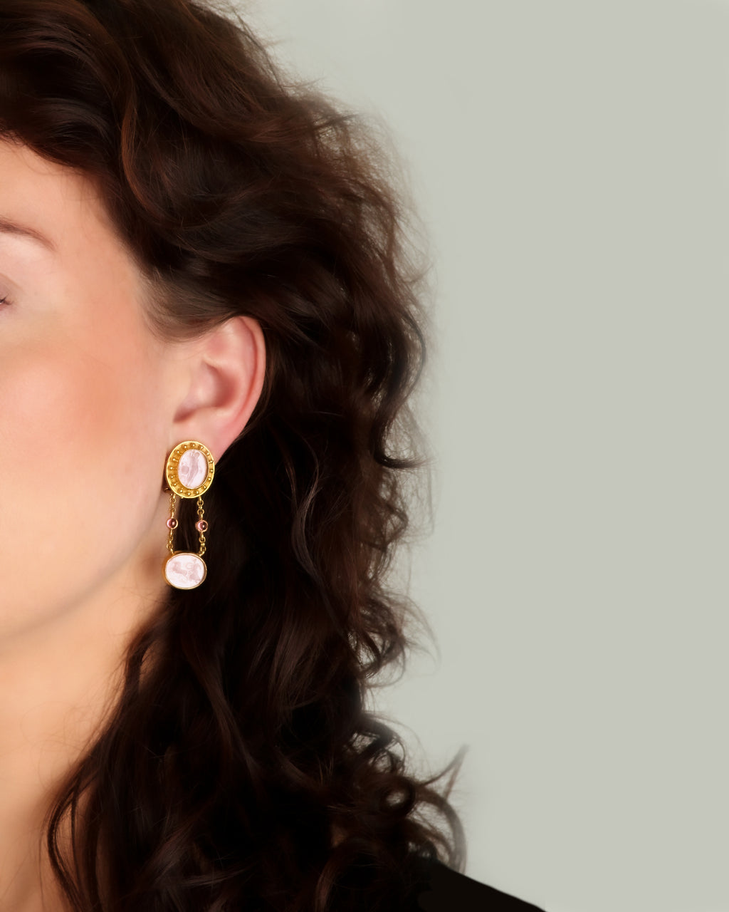 Mauve Venetian Glass Intaglio 'Isadora' Earrings