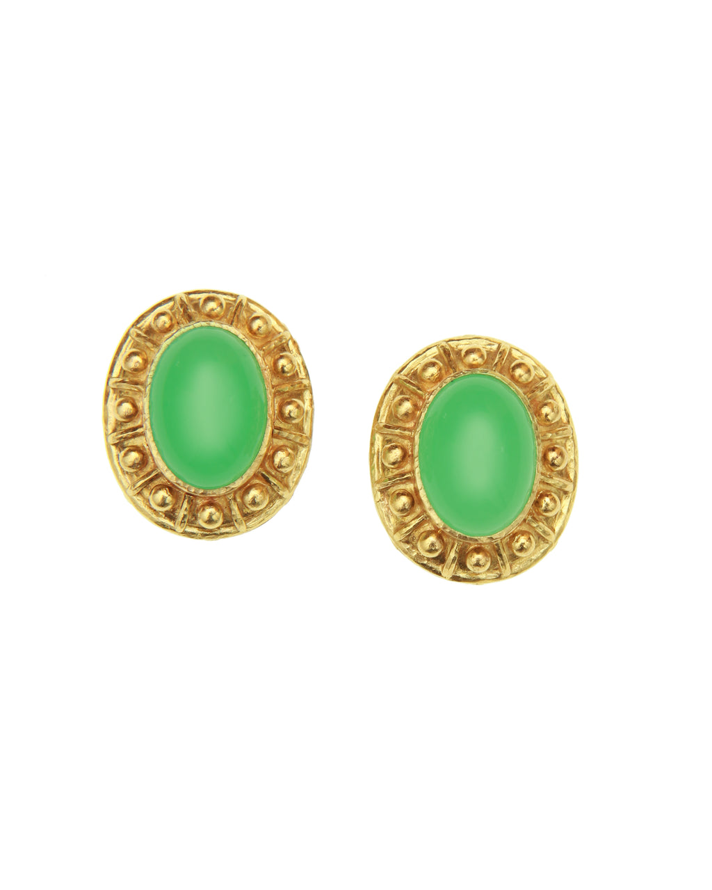 Round Chrysoprase Earrings