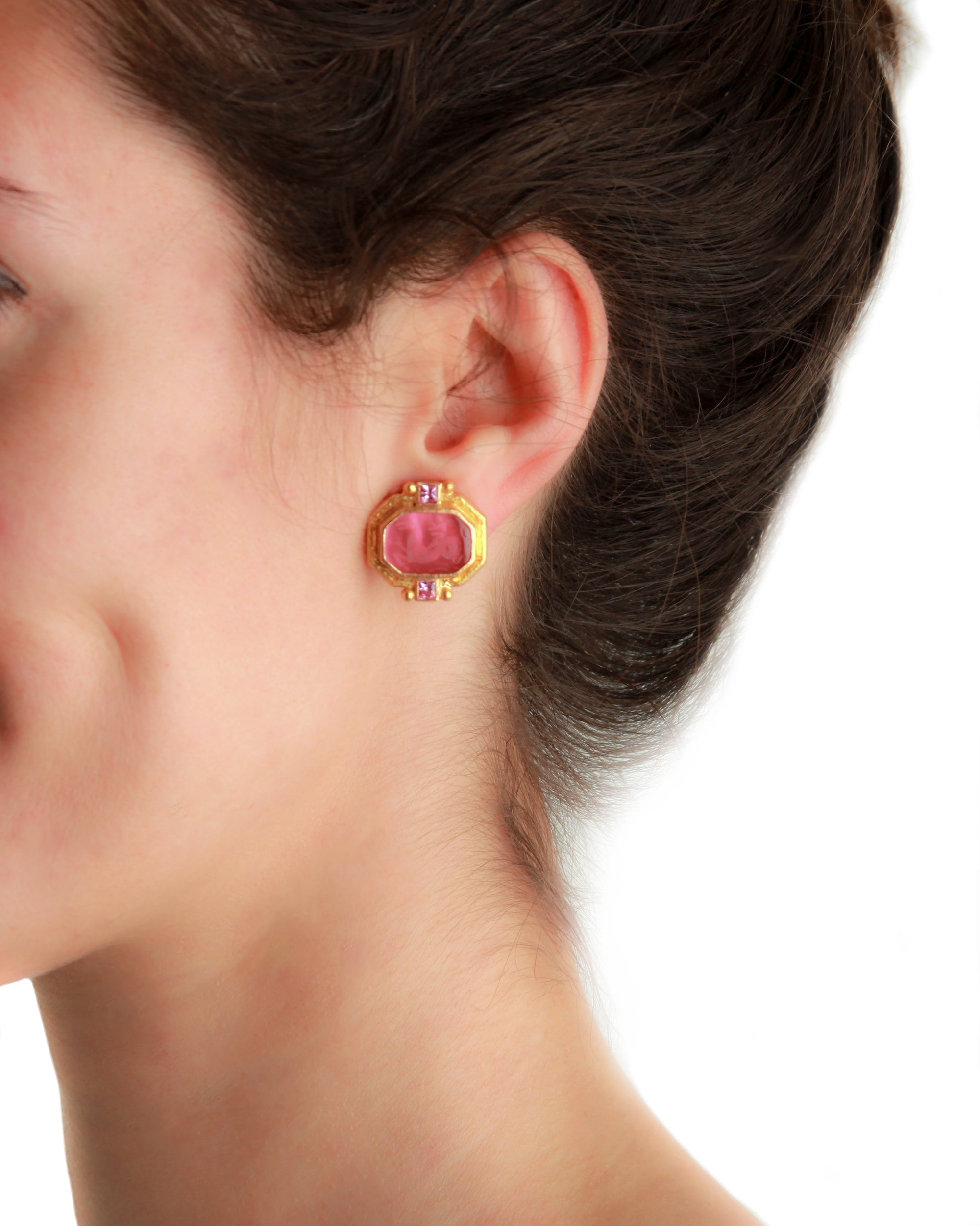 Pink 'Cherub with Seahorse' Earrings