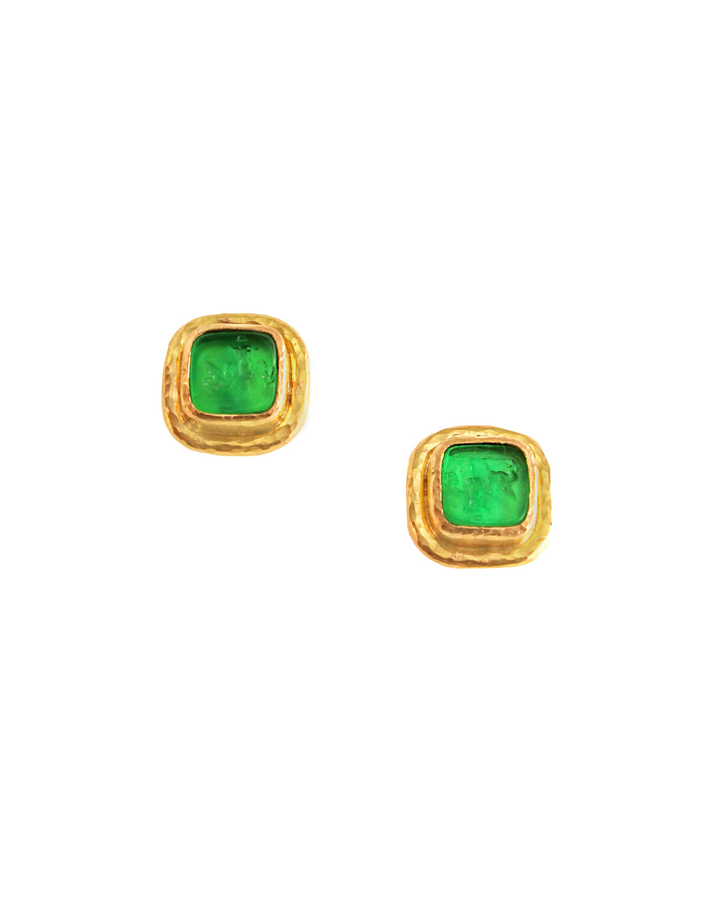 Green 'Quadrato Antico' Stud Earrings