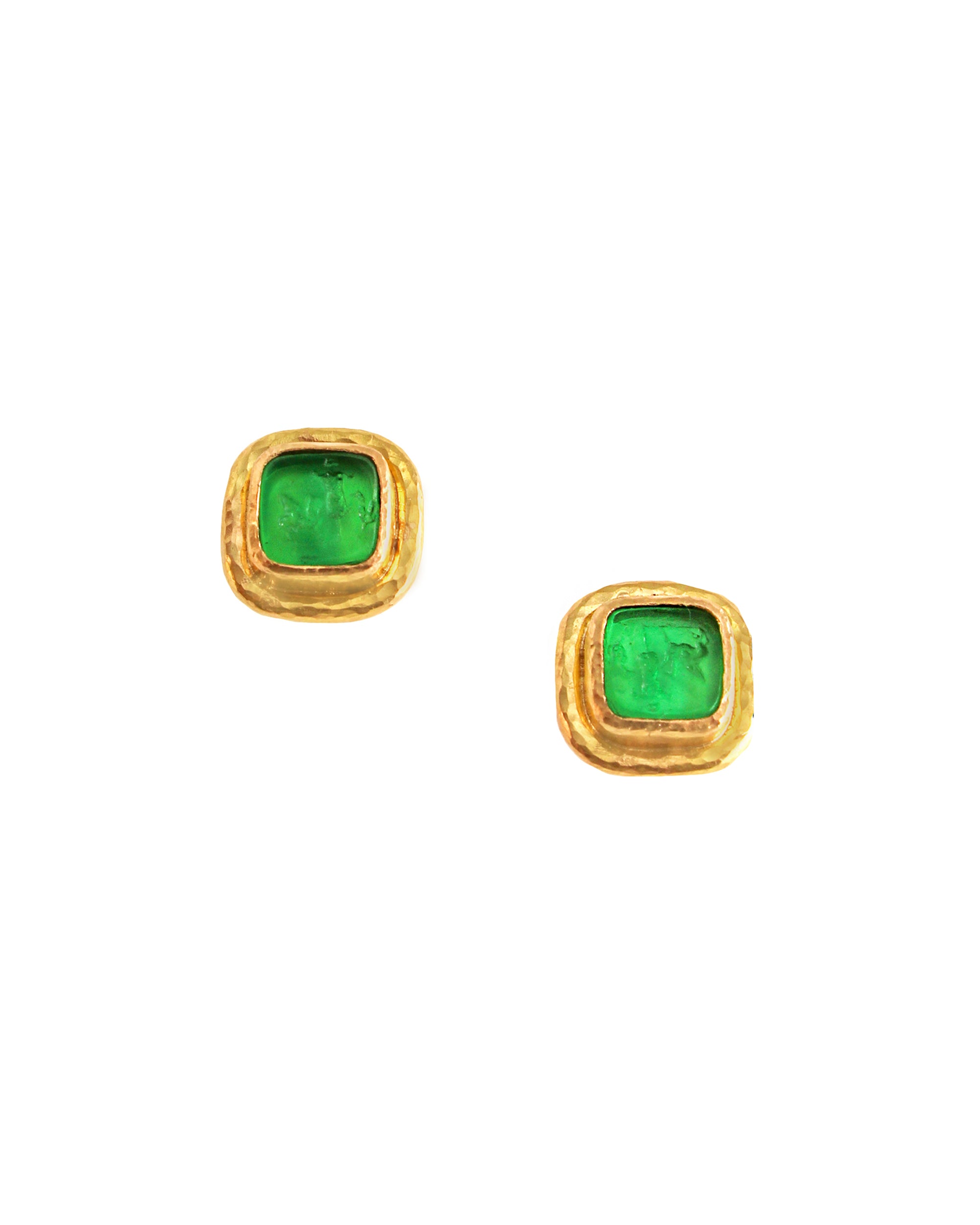 Green 'Quadrato Antico' Stud Earrings