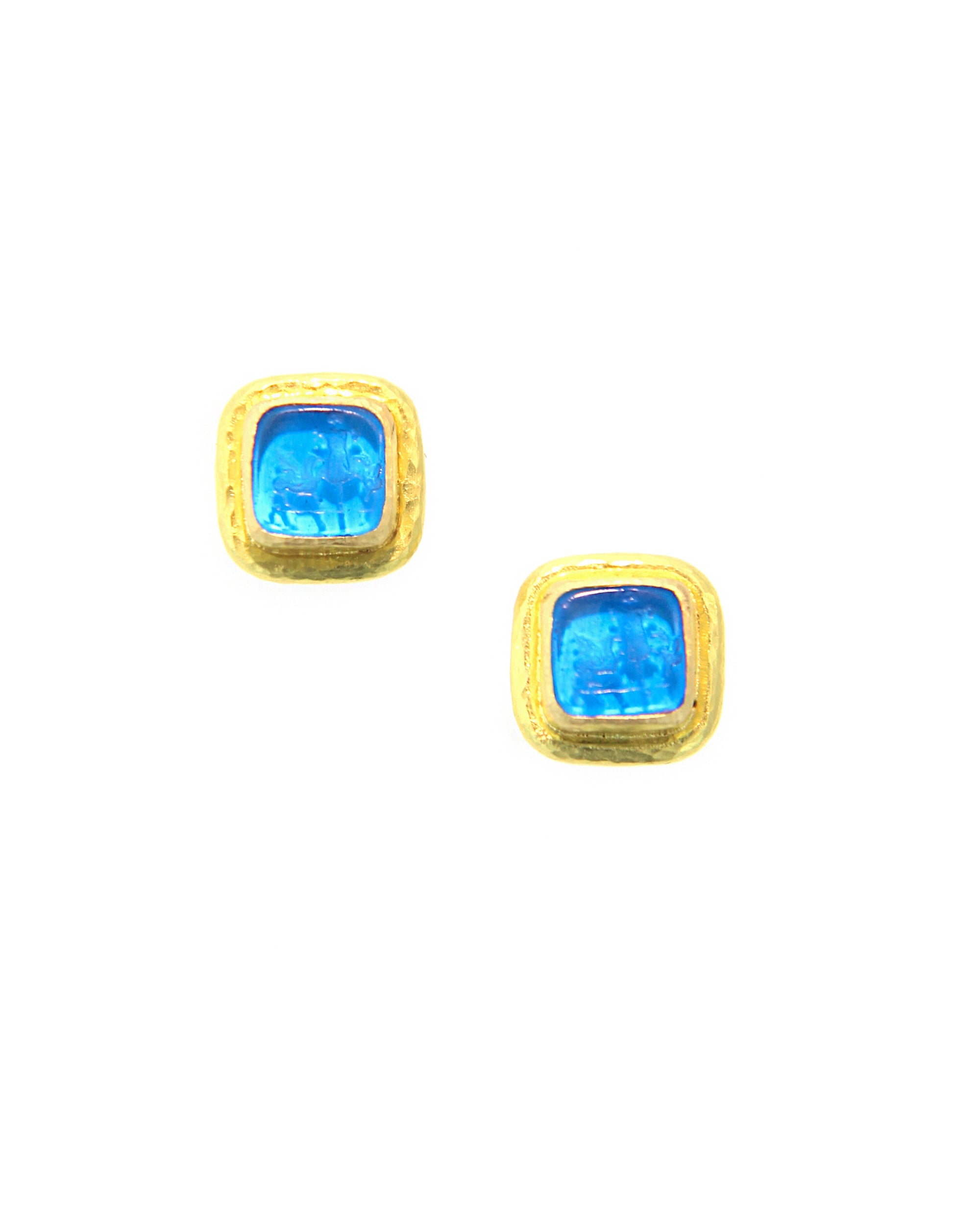 Peacock 'Quadrato Antico' Stud Earrings