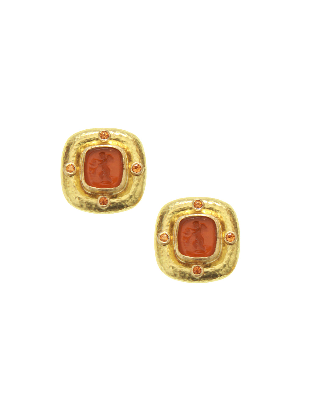 Amber 'Square Putto' Earrings