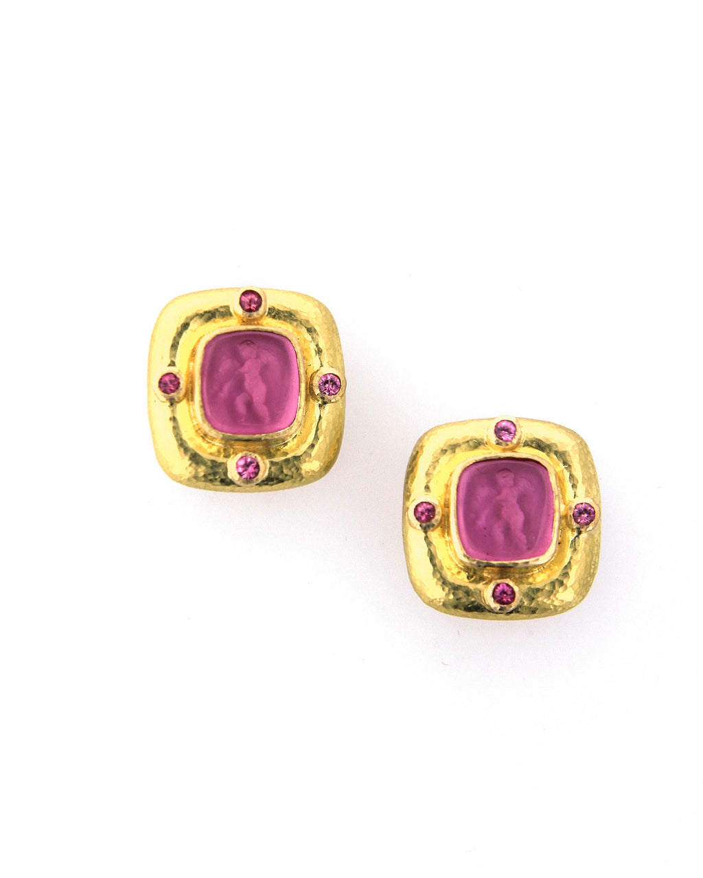 Pink 'Square Putto' Earrings