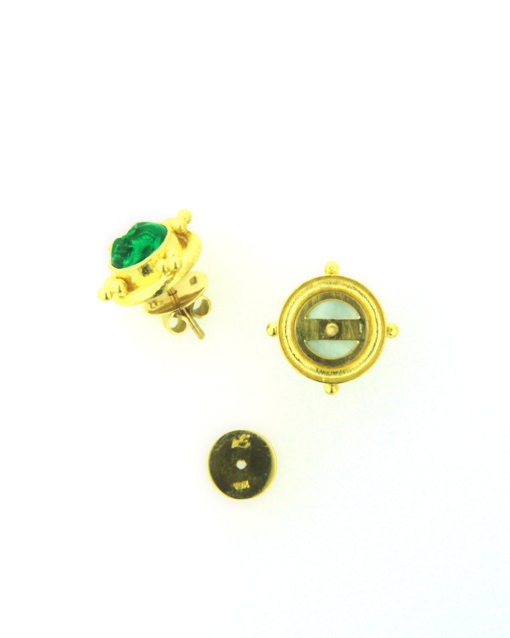 Green 'Man-in-the-Moon' Stud Earrings