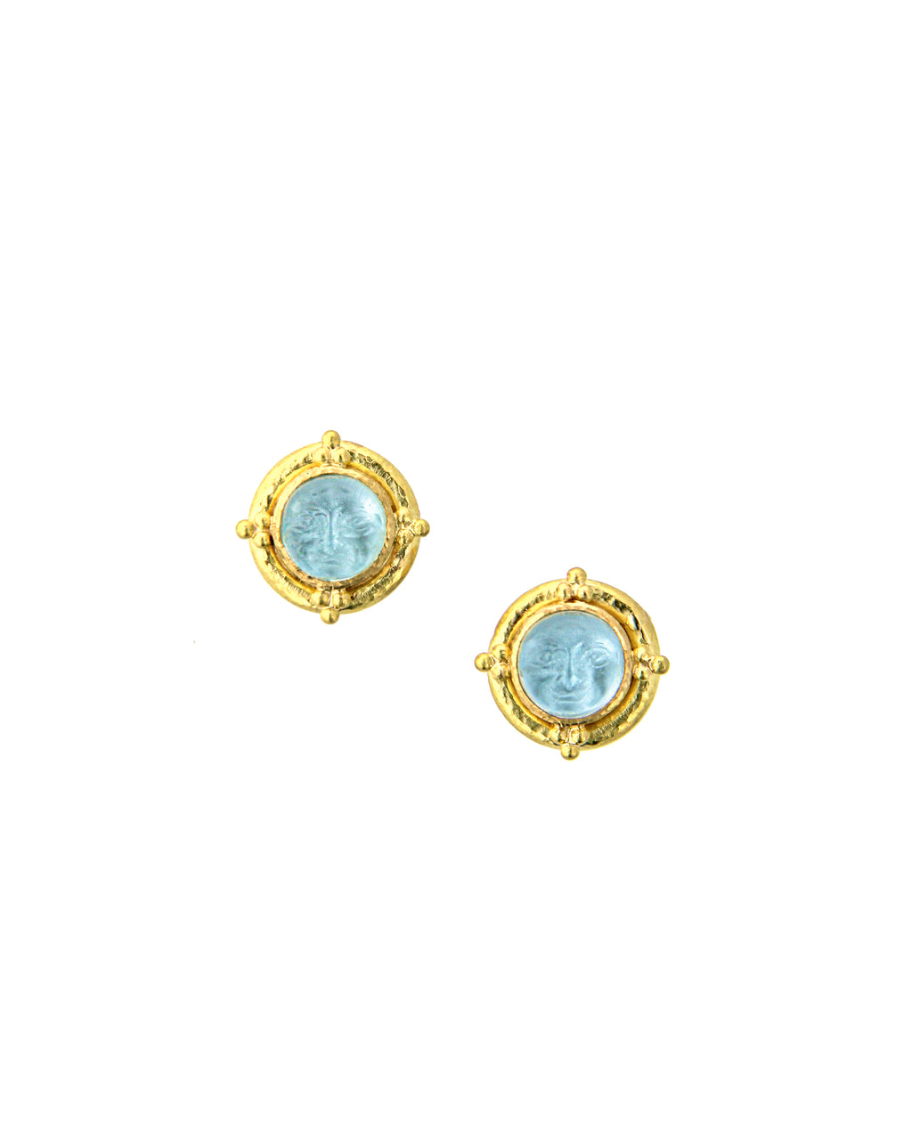 Light Aqua 'Man-in-the-Moon' Stud Earrings