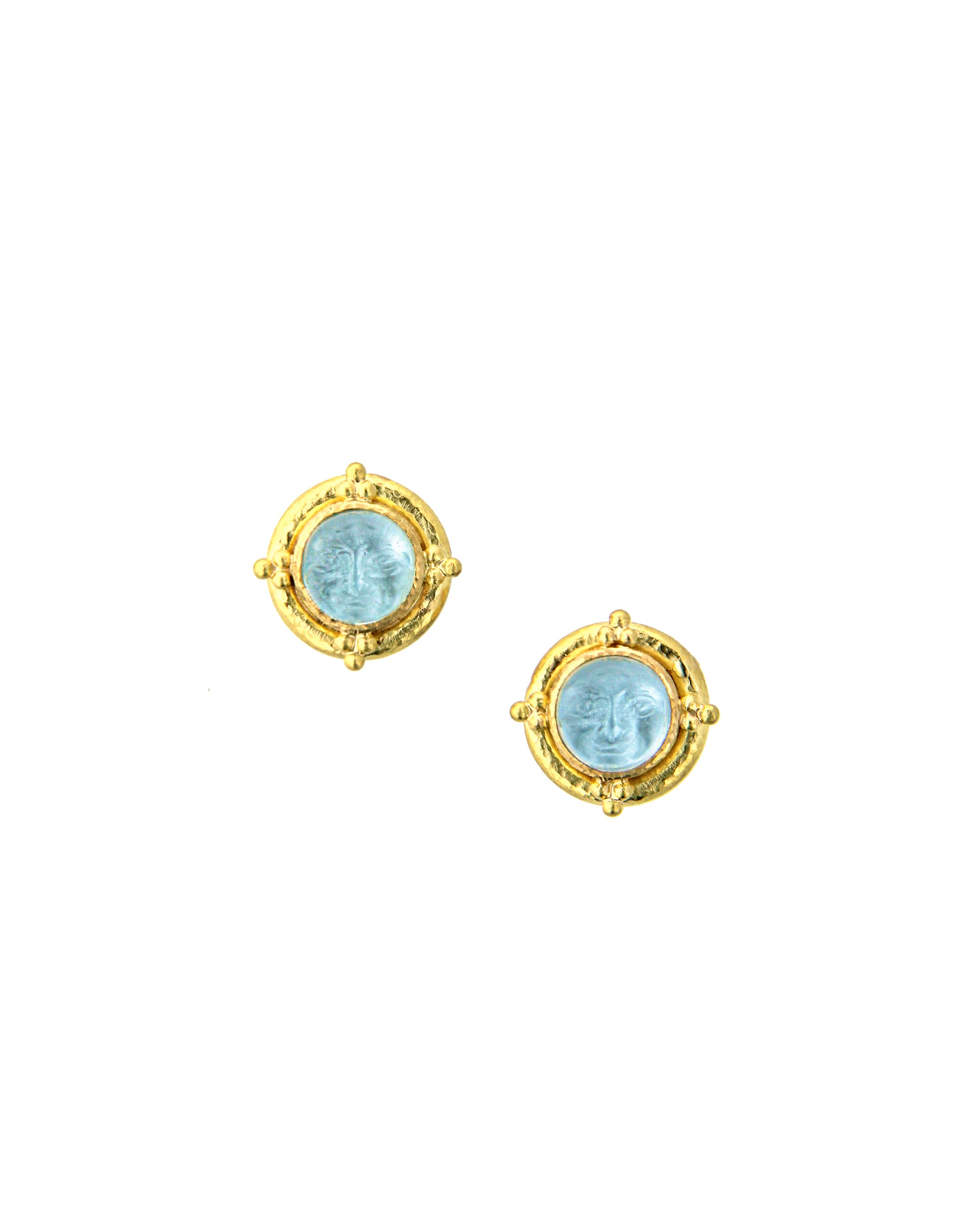 Light Aqua 'Man-in-the-Moon' Stud Earrings