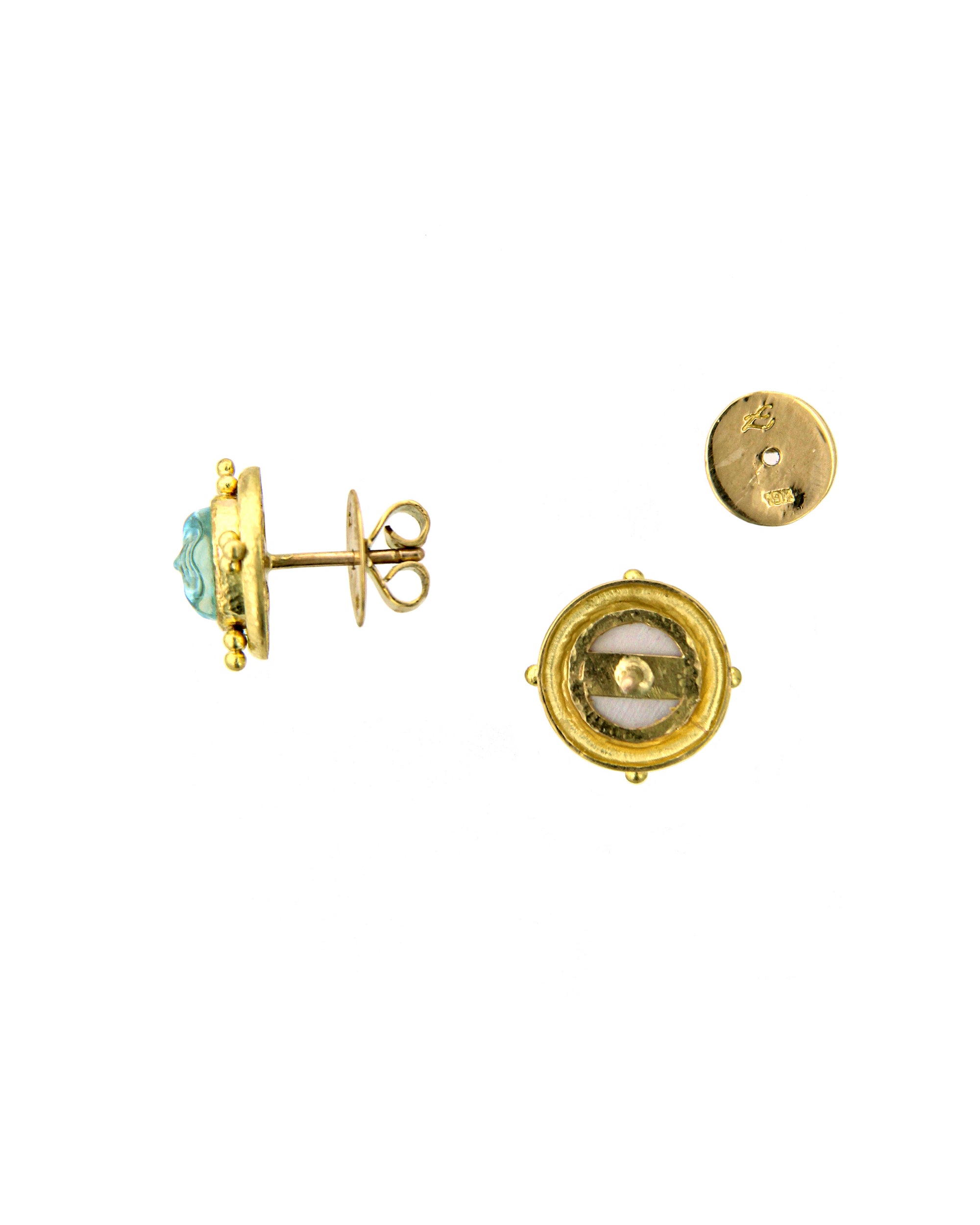 Light Aqua 'Man-in-the-Moon' Stud Earrings