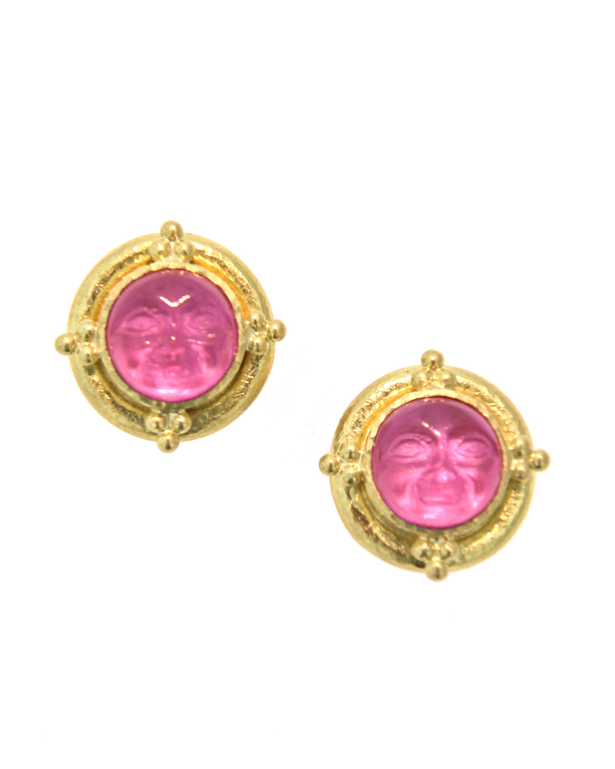 Pink 'Man-in-the-Moon' Stud Earrings