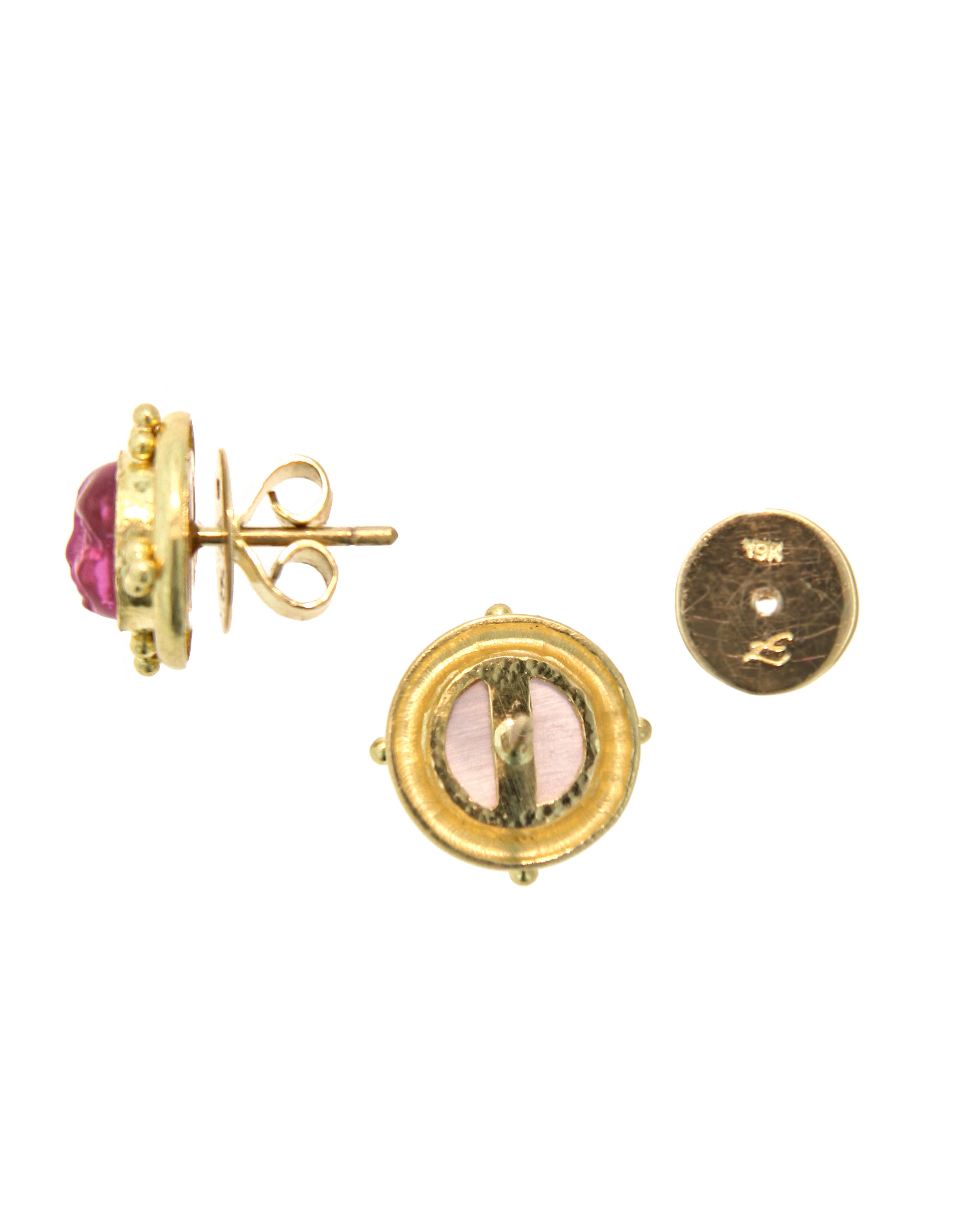 Pink 'Man-in-the-Moon' Stud Earrings