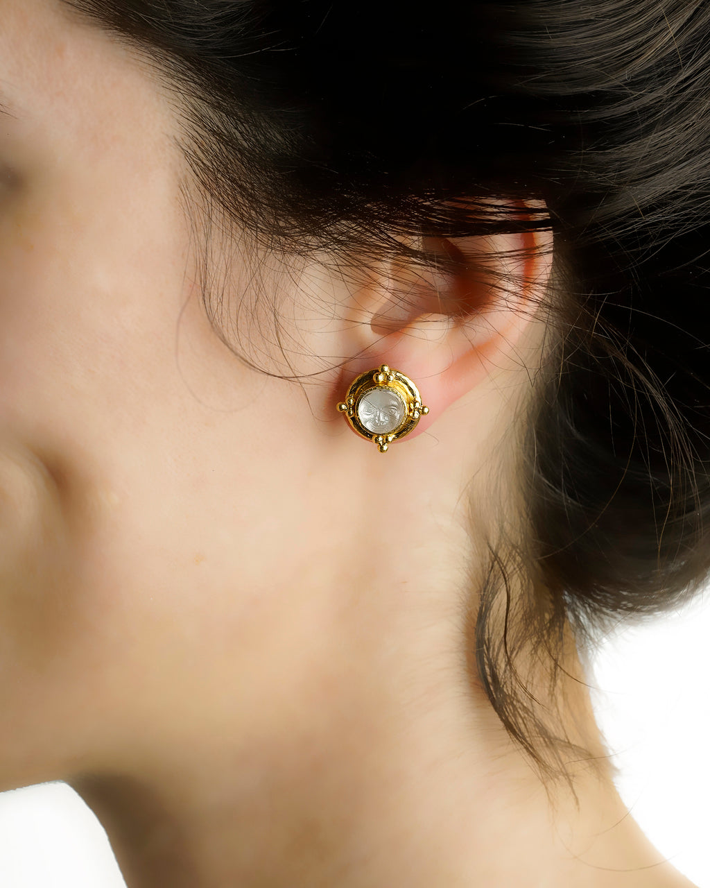 Light Aqua 'Man-in-the-Moon' Stud Earrings