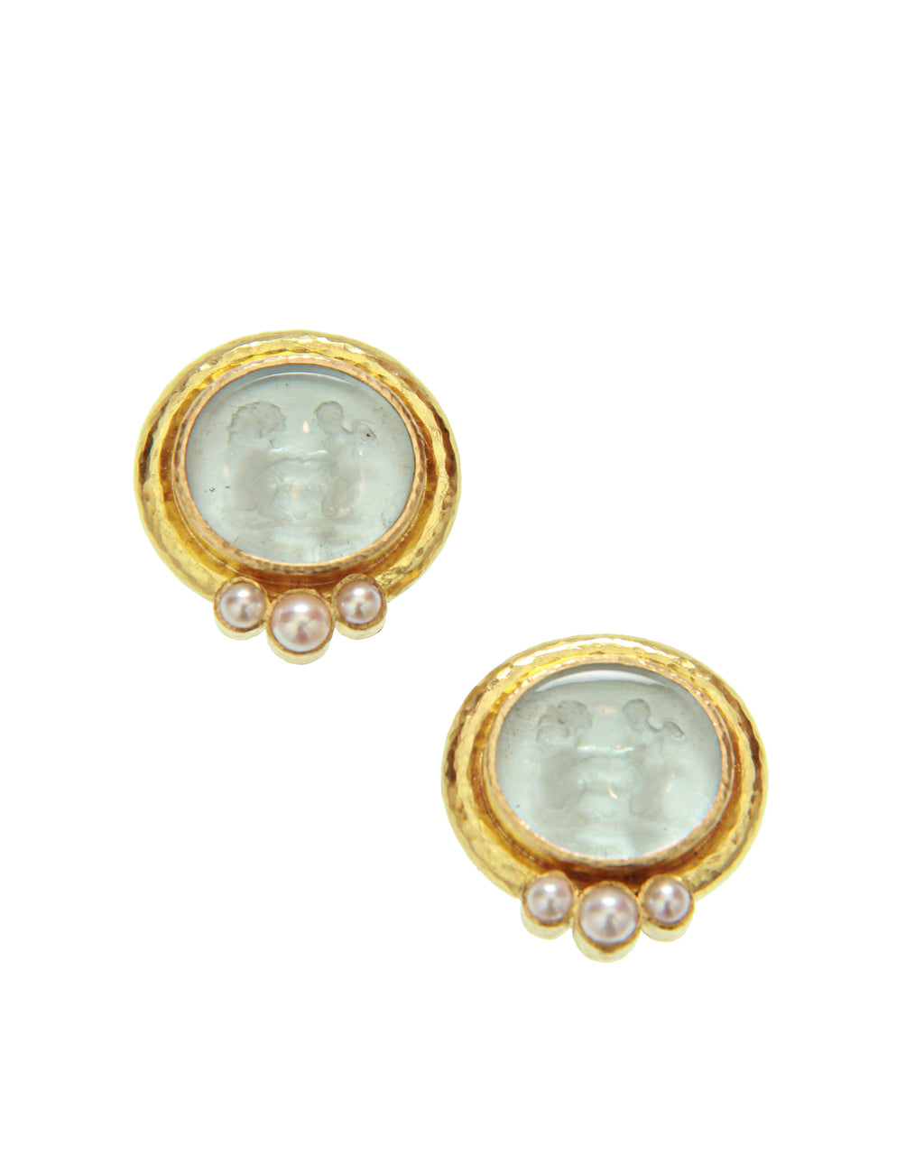 Light Aqua 'Lion and Putto' Earrings