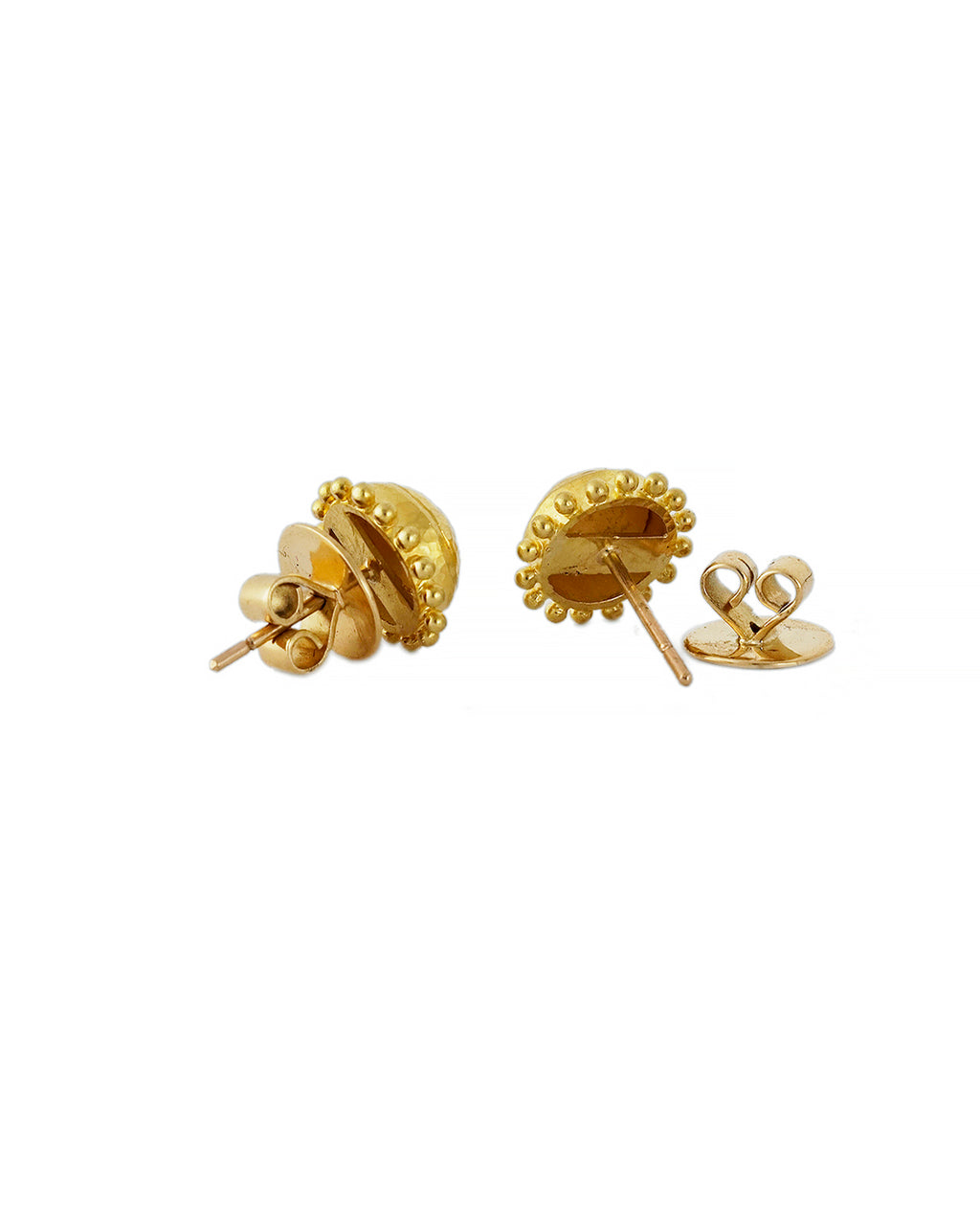 Gold Granulated Stud Earrings