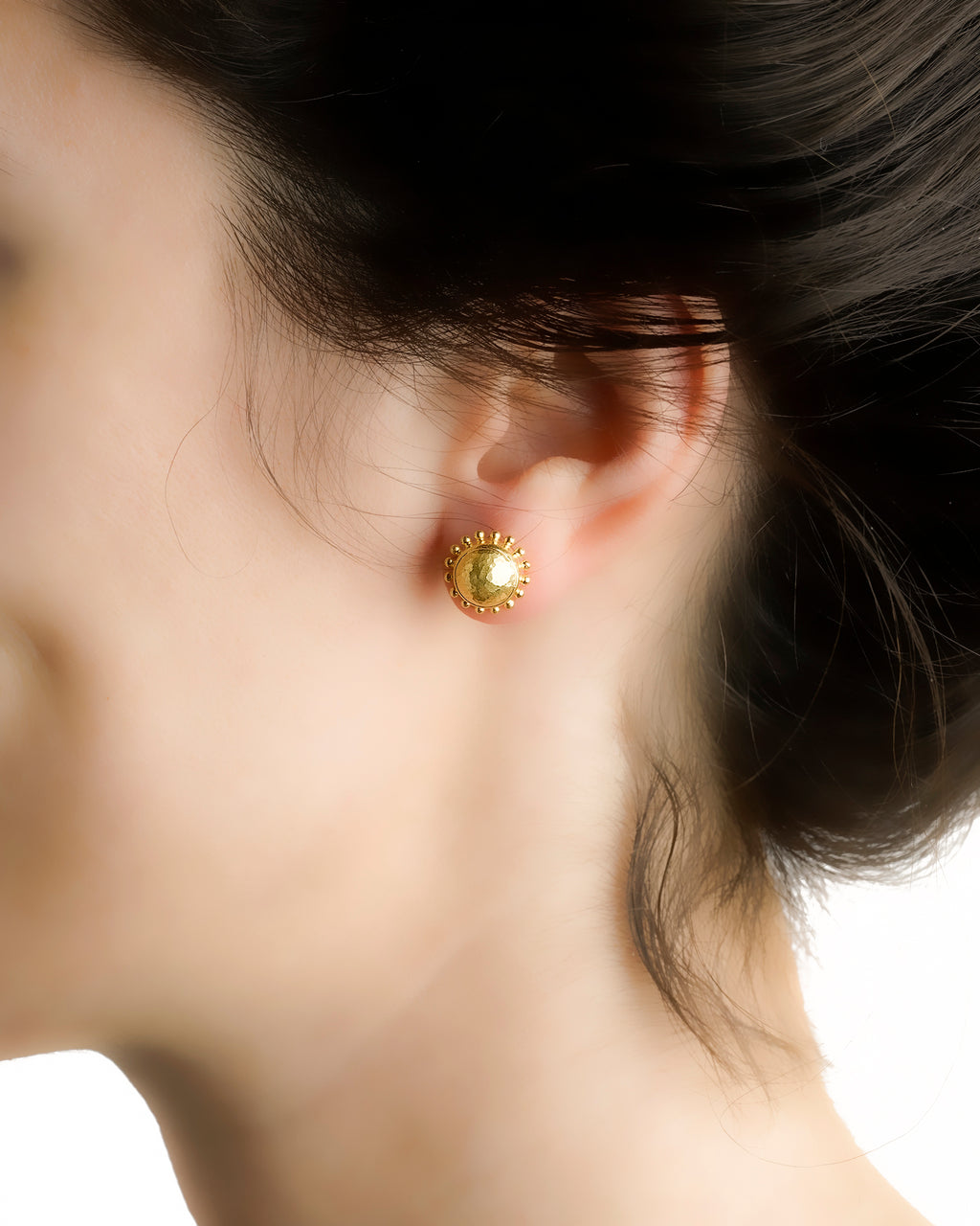 Gold Granulated Stud Earrings