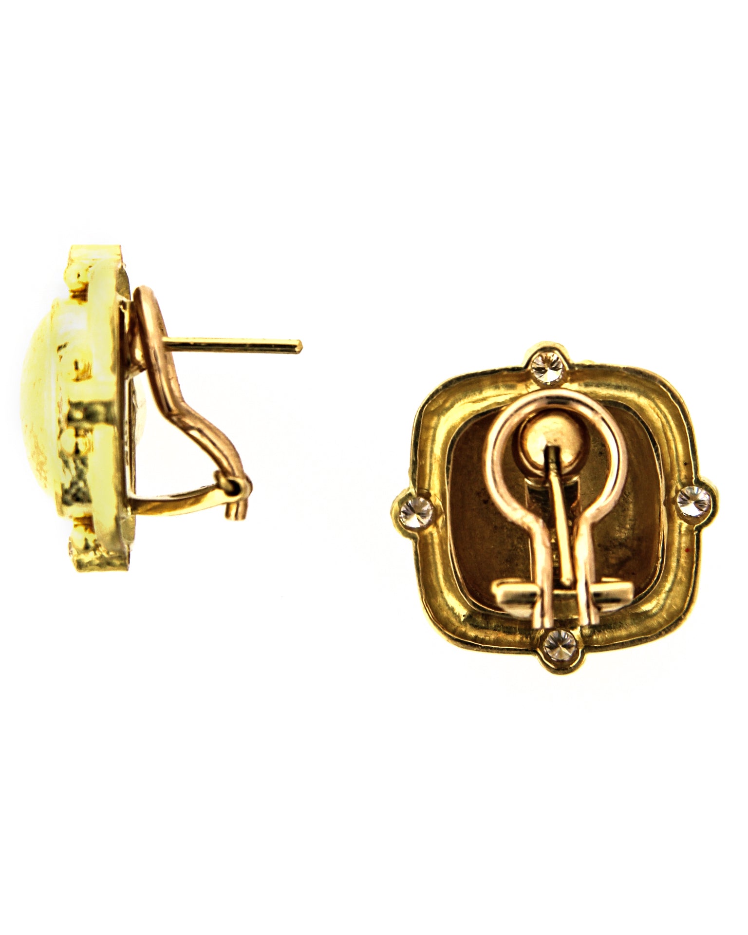 Gold and Diamond Cushion Earrings