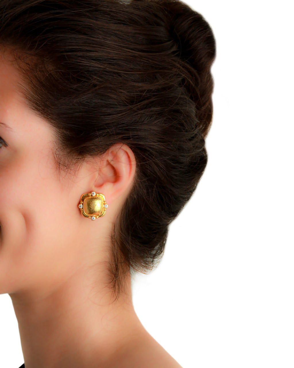Gold and Diamond Cushion Earrings
