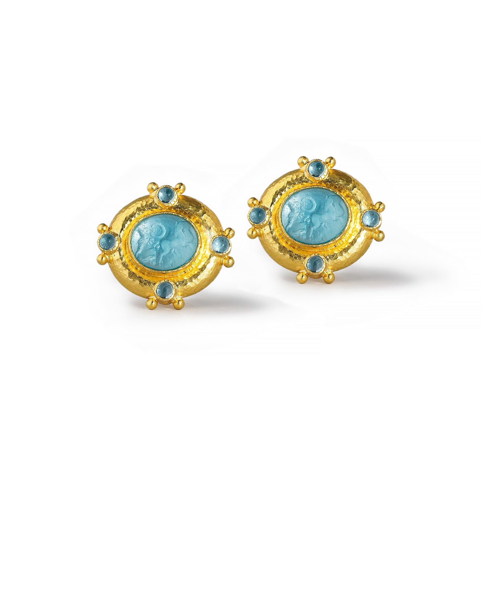 Light Aqua 'Cab Quadriga' Earrings