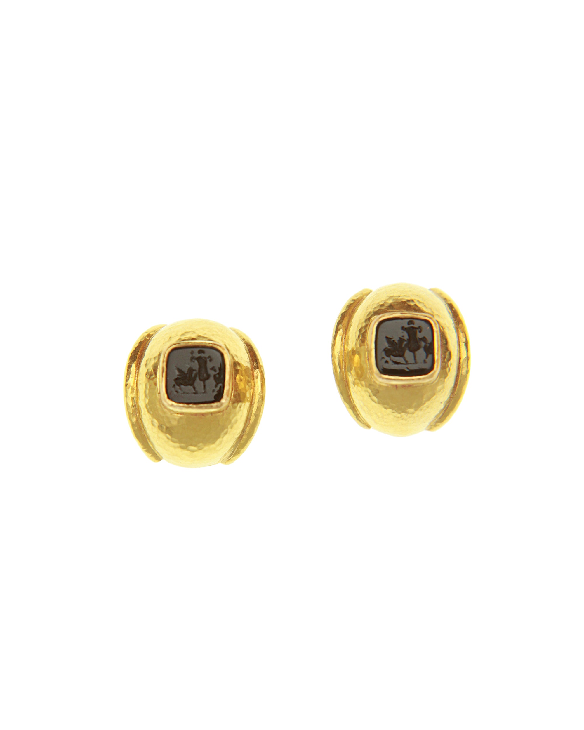 Black 'Quadrato Antico' Puff Earrings
