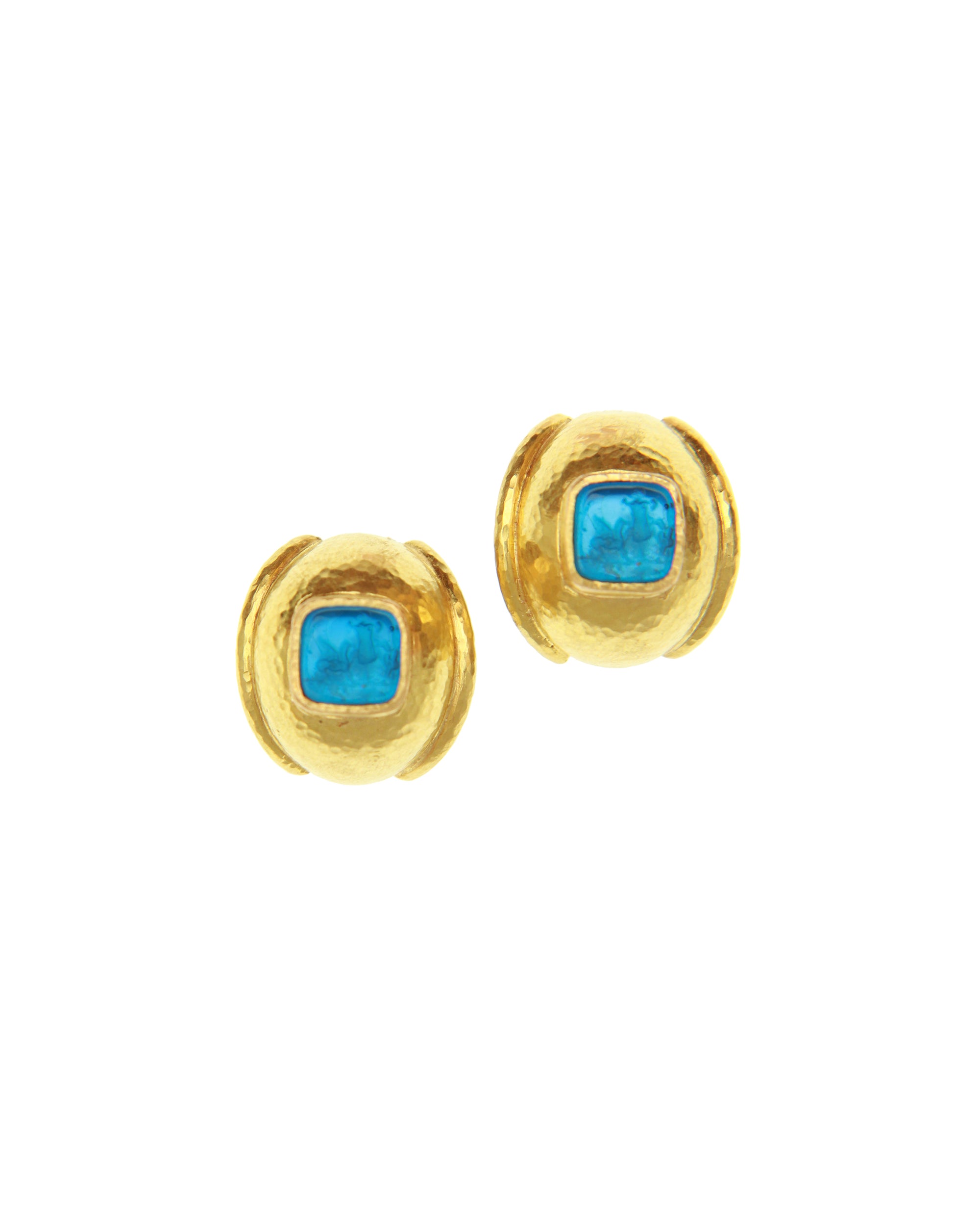 Peacock 'Quadrato Antico' Puff Earrings