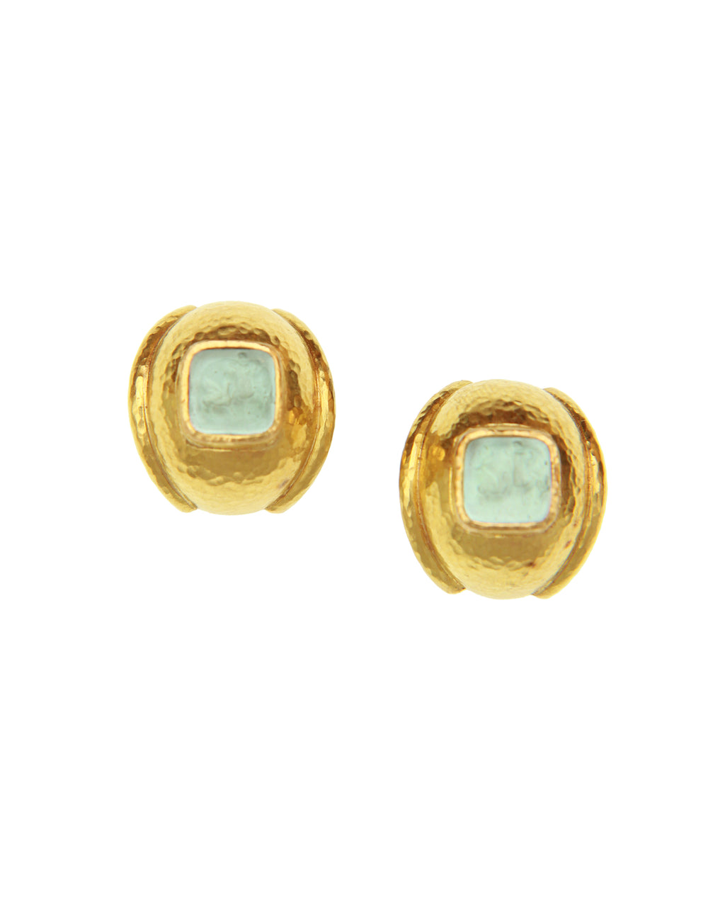 Light Aqua 'Quadrato Antico' Puff Earrings