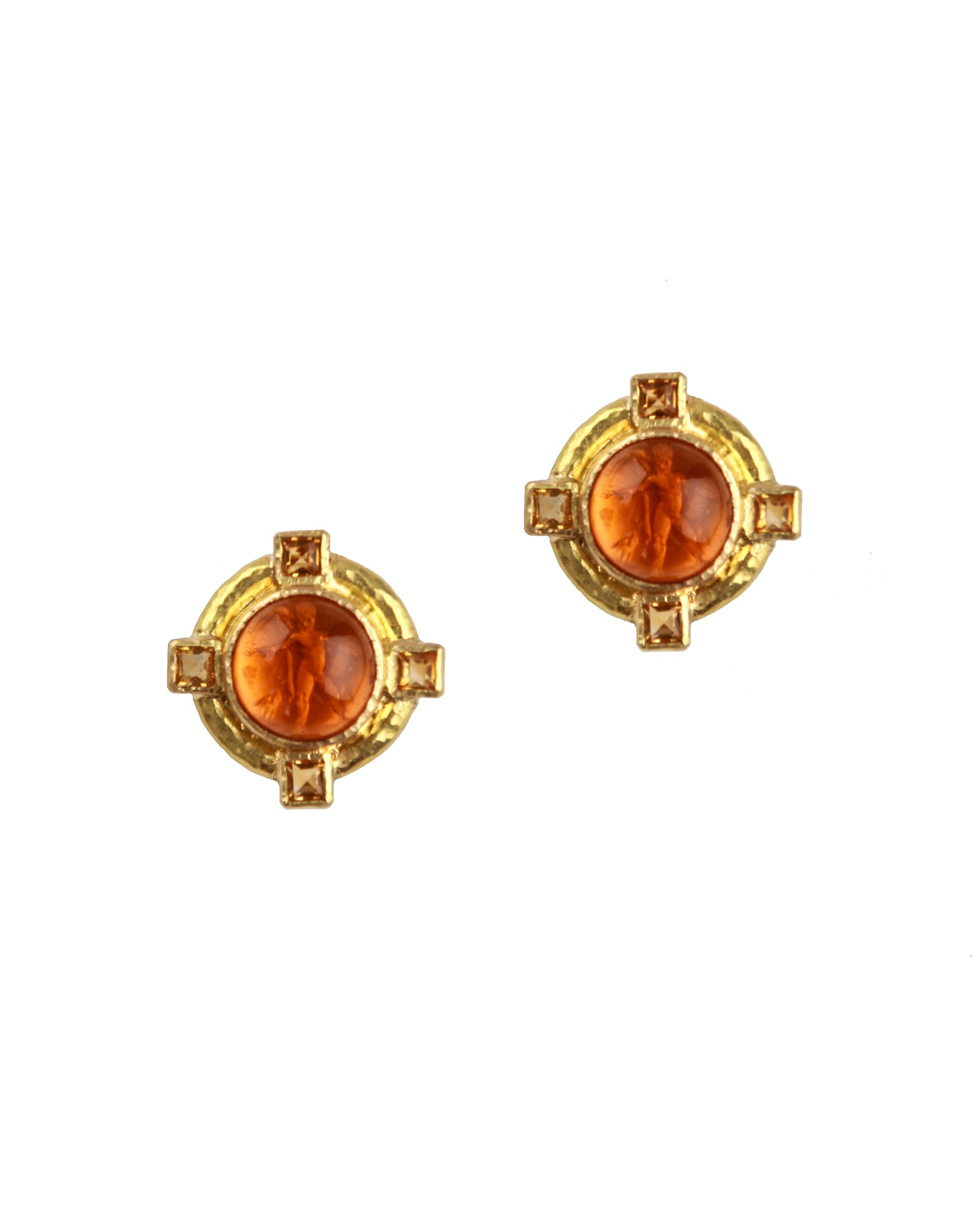 Amber 'Cabochon Putto and Duck' Earrings