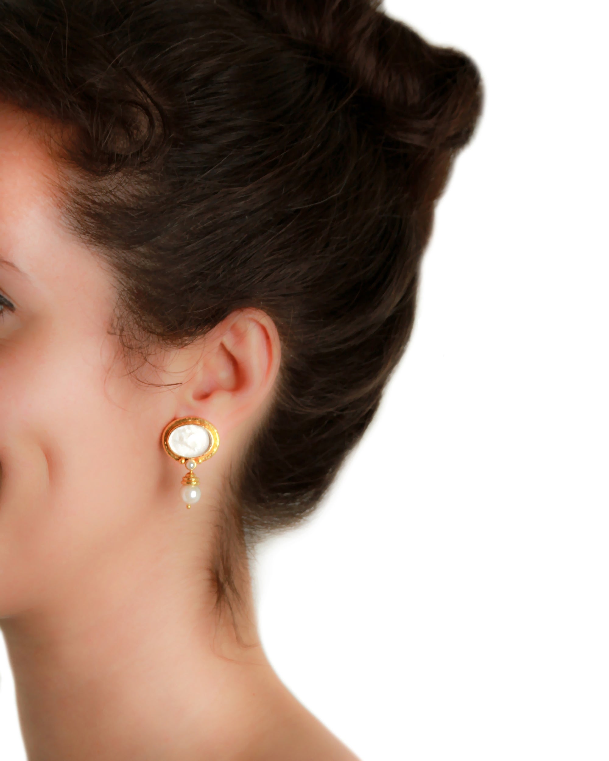 Black 'Pegasus' and Pearl Drop Earrings