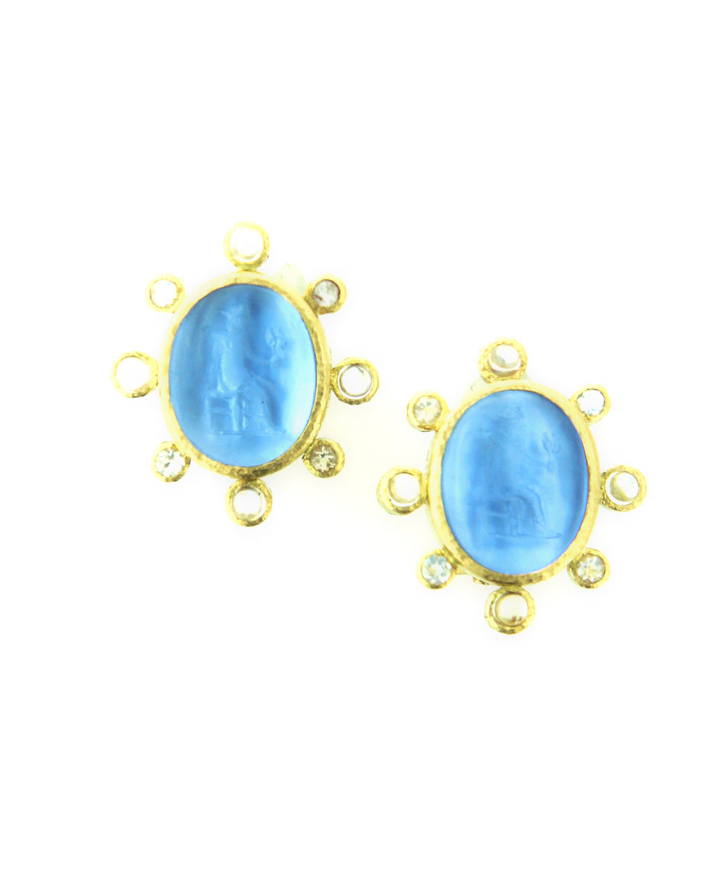 Cerulean 'Goddess with Wheat' Earrings
