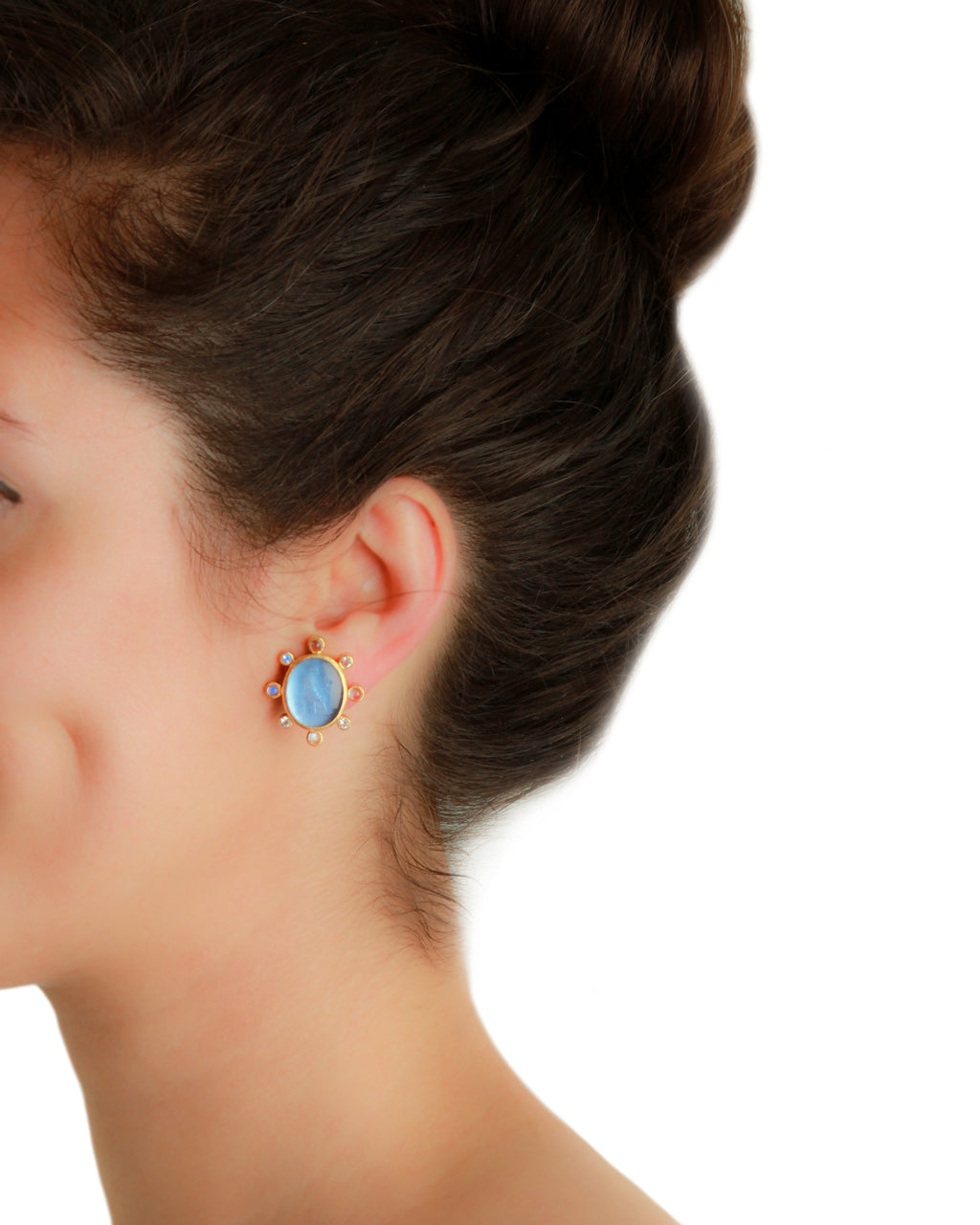 Cerulean 'Goddess with Wheat' Earrings