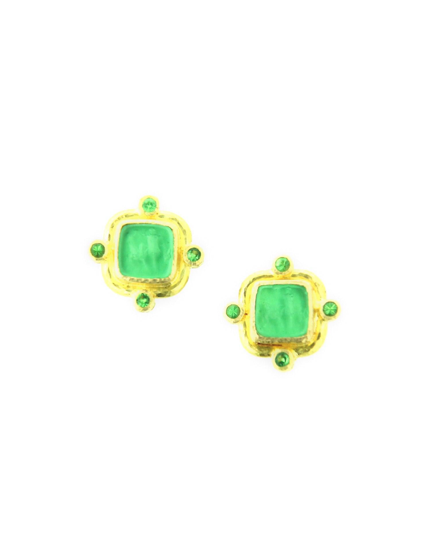 Green 'Quadrato Antico' Stud Earrings
