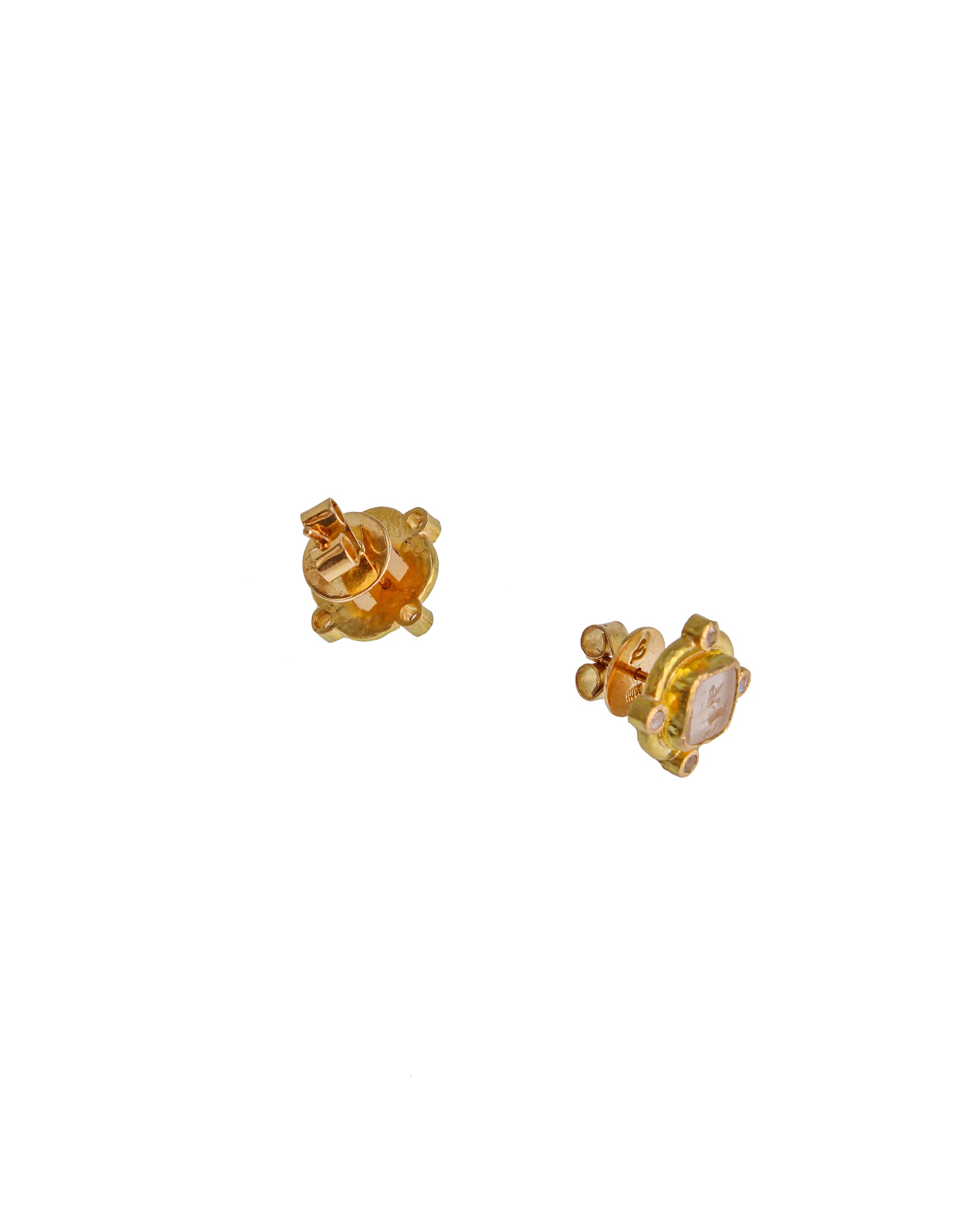 Teal 'Quadrato Antico' Stud Earrings