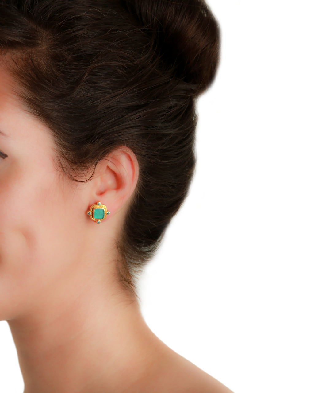Teal 'Quadrato Antico' Stud Earrings