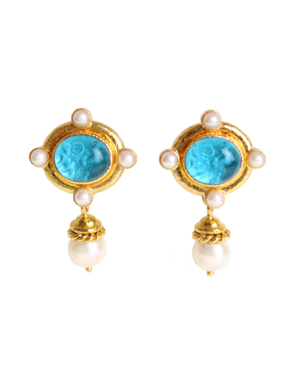 Swimming Pool 'Cabochon Quadriga' Earrings