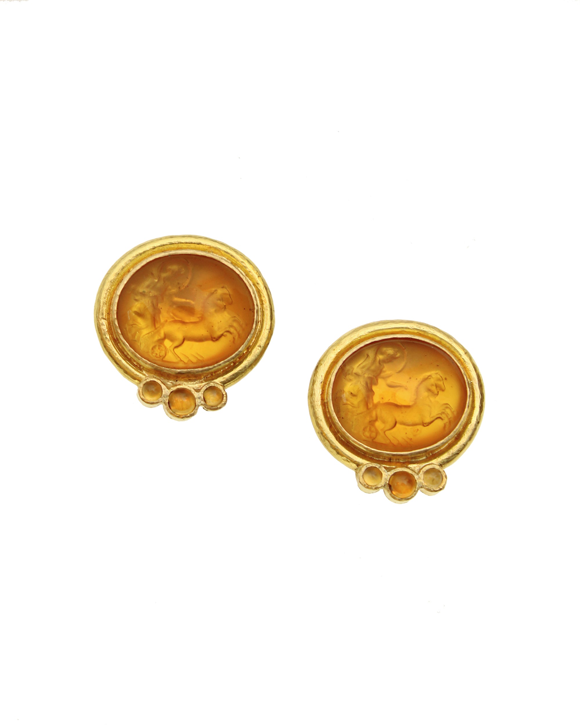 Light Amber 'Reverse Cabochon Goddess' Earring
