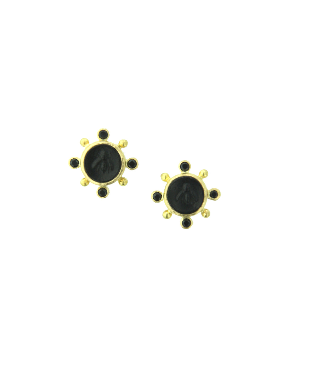 Black 'Tiny Bee' Stud Earring