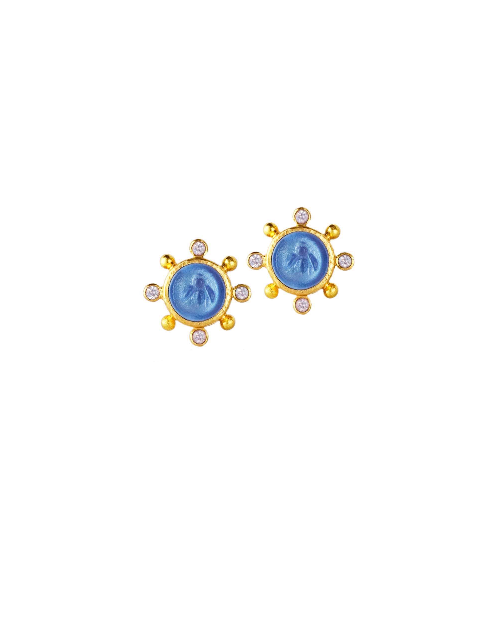 Cerulean 'Tiny Bee' Stud Earrings