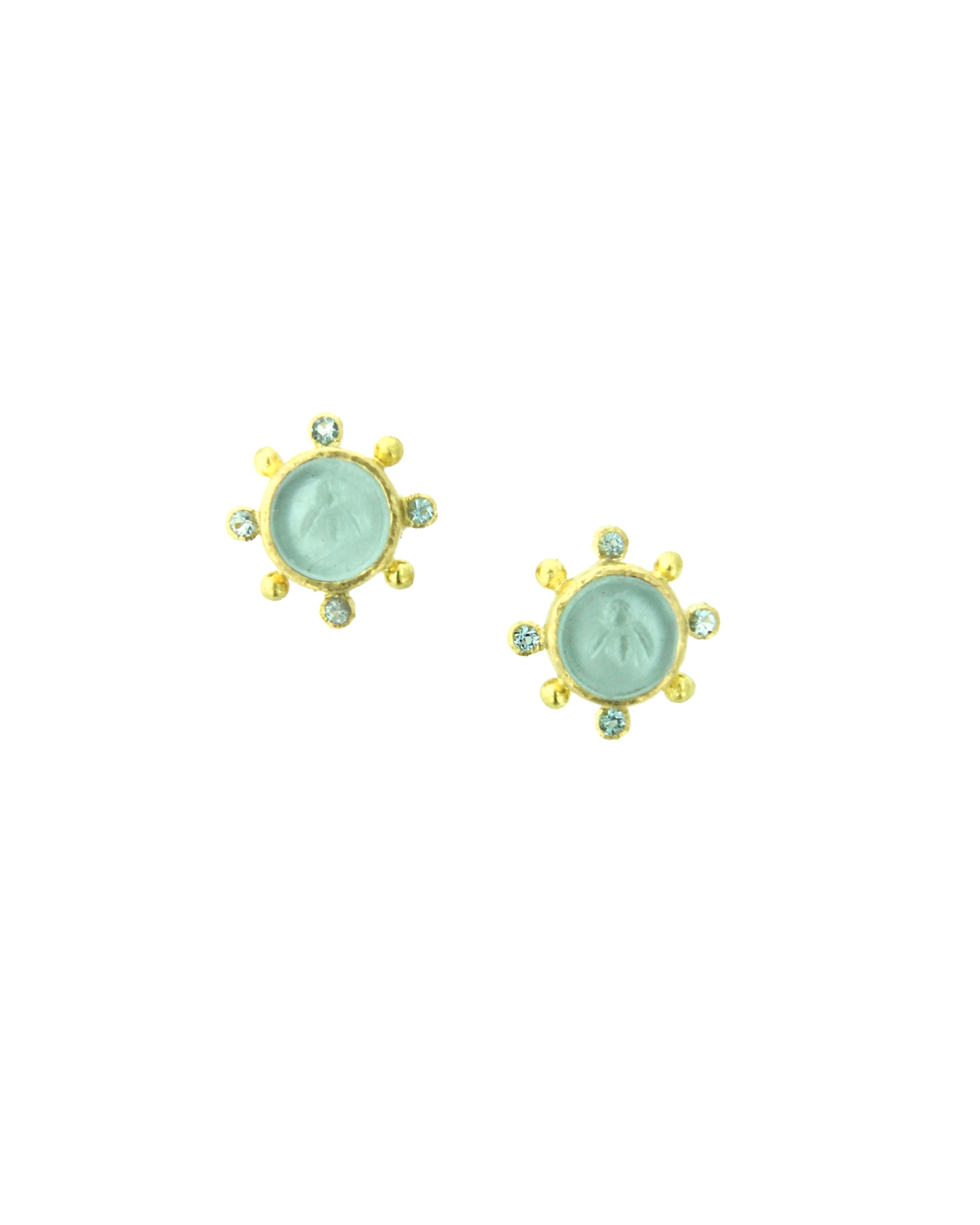 Light Aqua 'Tiny Bee' Stud Earrings