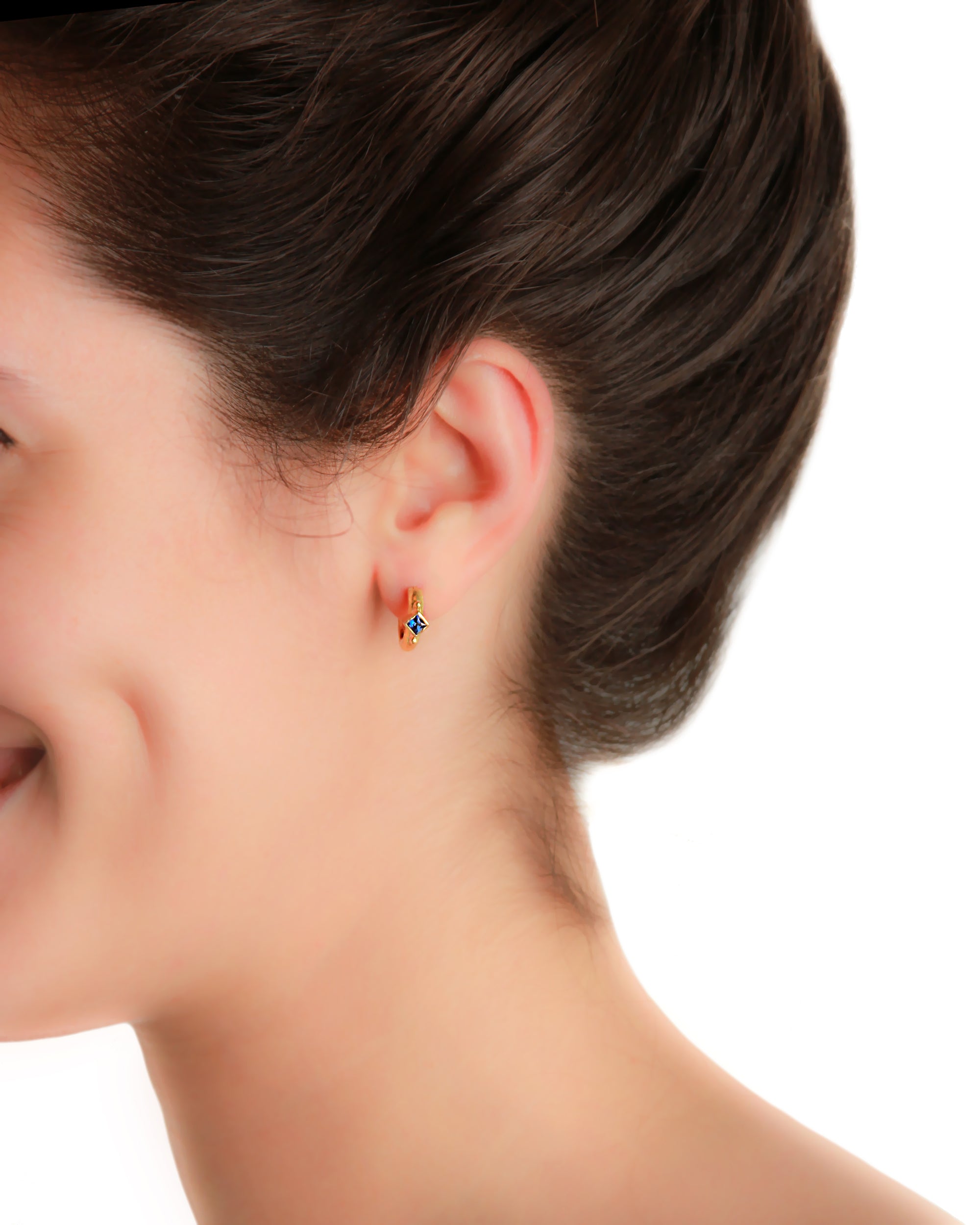 Blue Sapphire Hoop Earrings