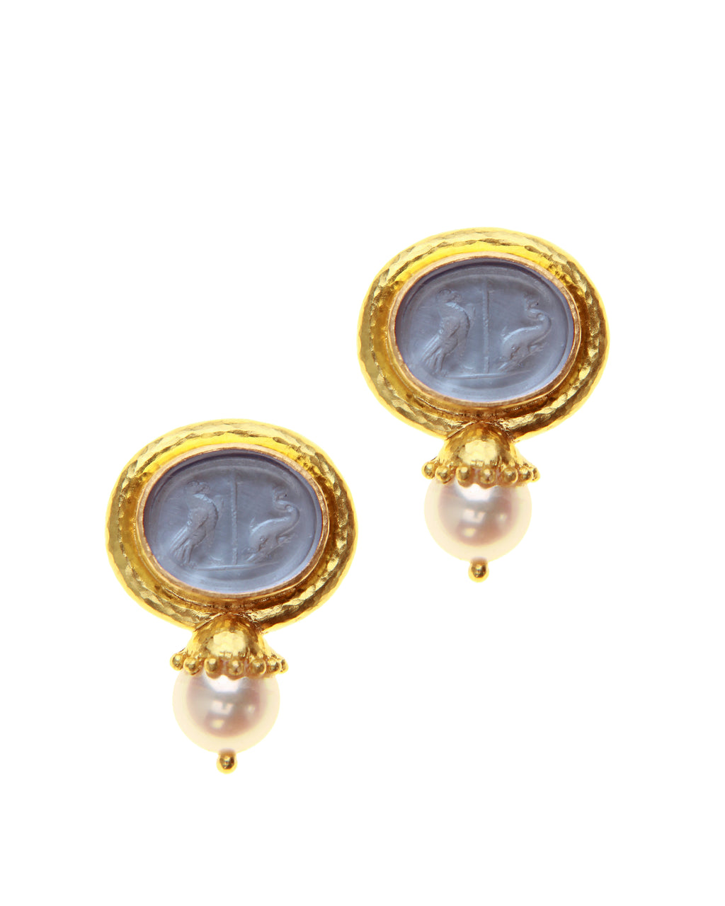 Cerulean 'Eagle and Dolphin' and Pearl Earrings